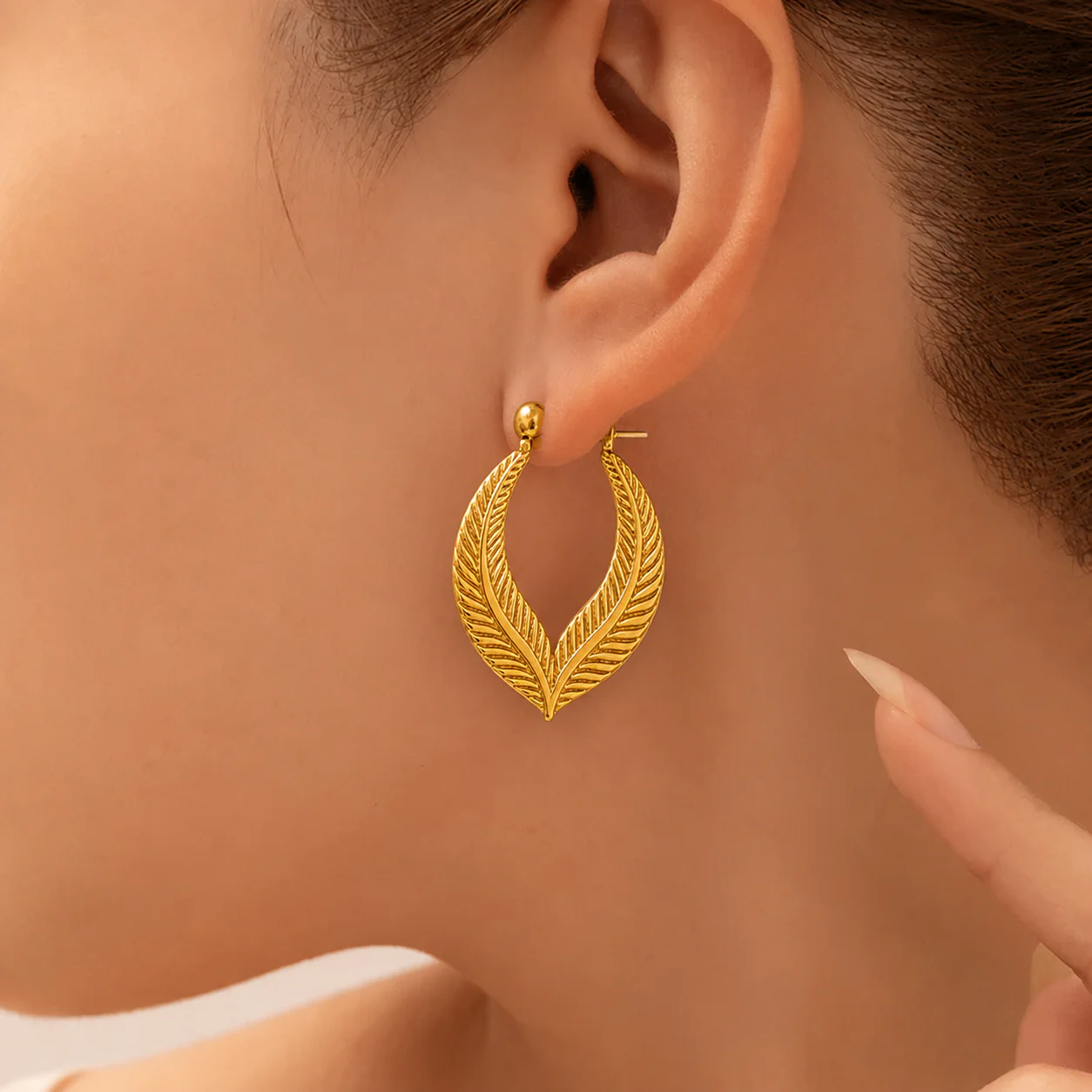 18k Gold Plated Classic Circle Hoops Earring - Image 2