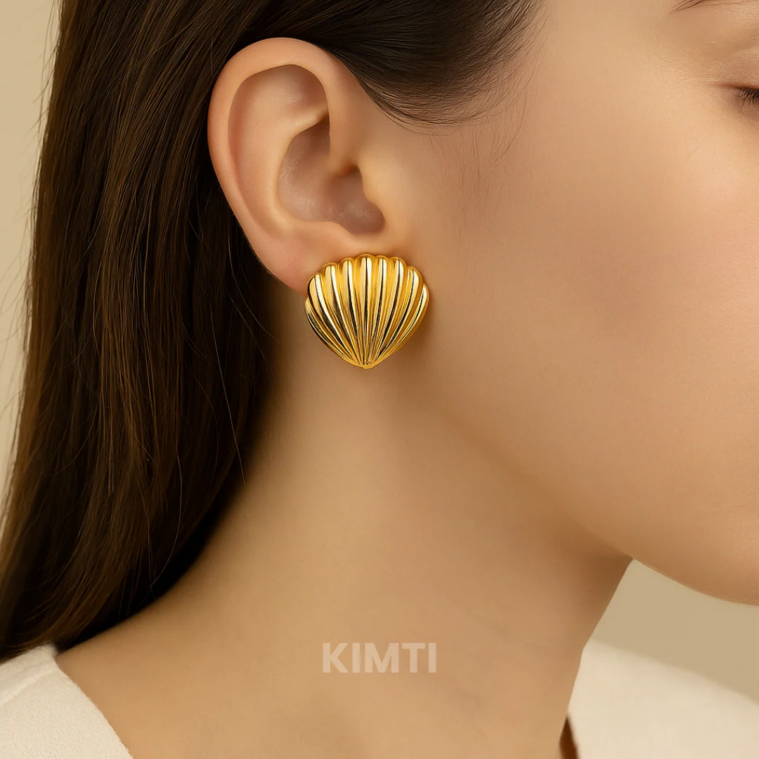18k Gold Plated Sea Shell Anti Tarnish Earring - Image 2