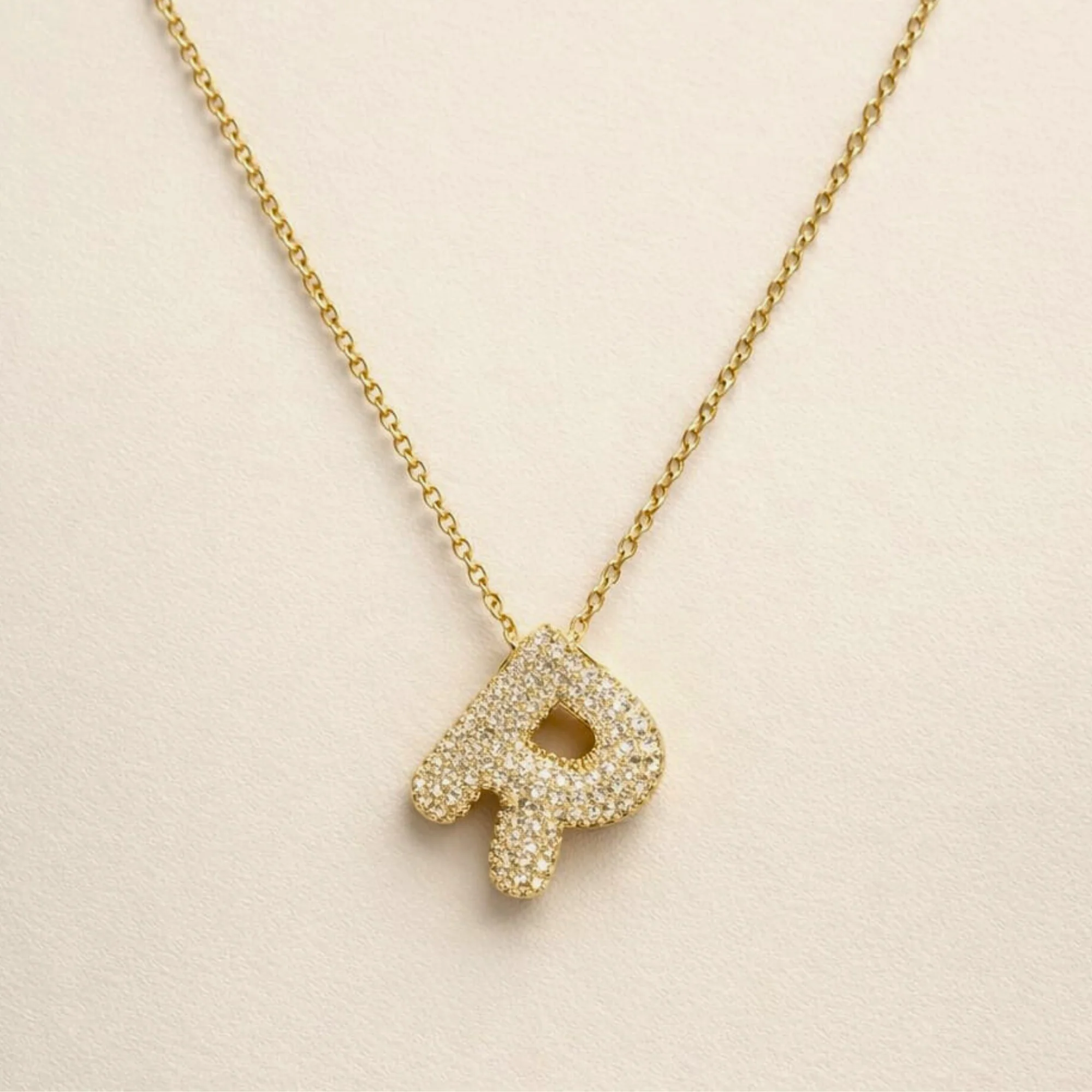 18k Gold Plated R Initial Necklace