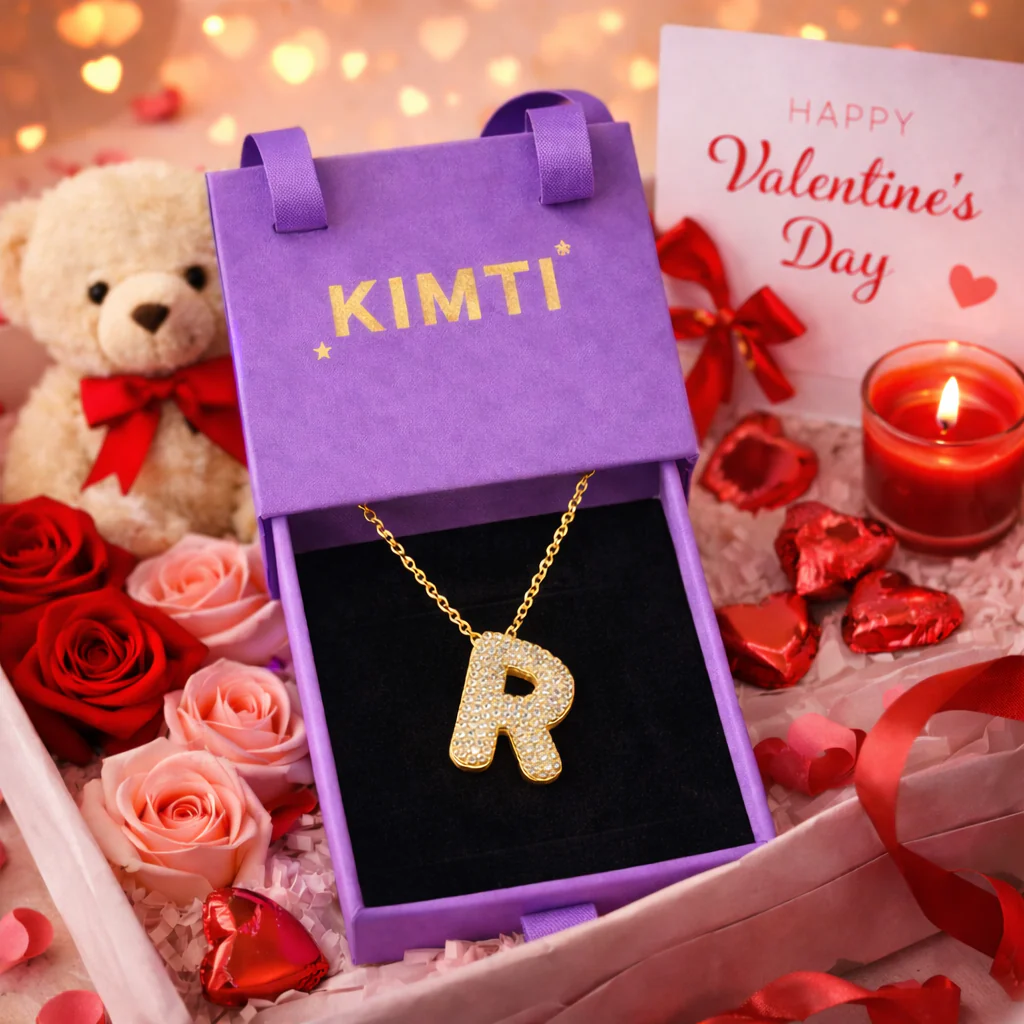 18k Gold Plated R Initial Necklace - Image 3