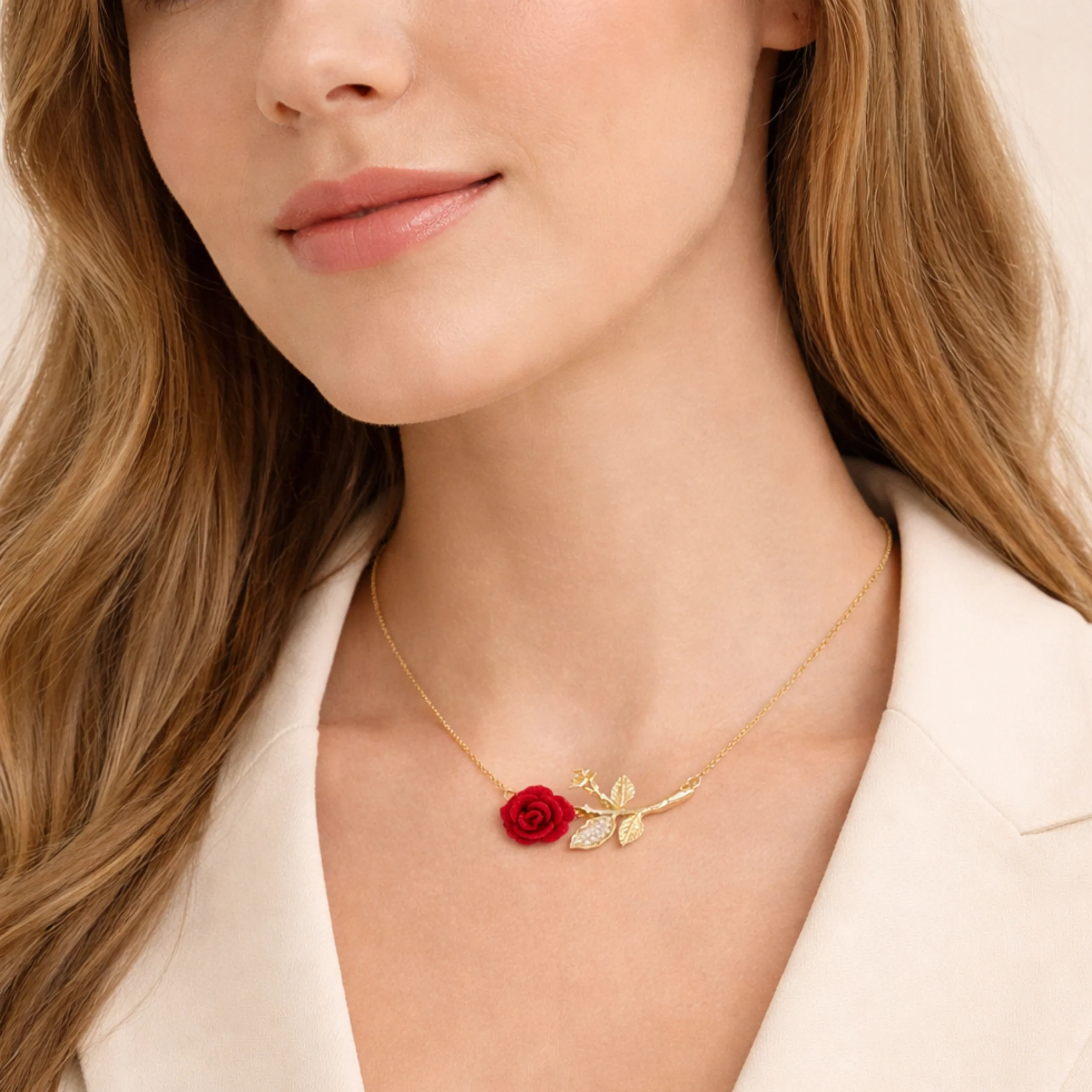 18K Gold Plated Rosette of Love Necklace - Image 2