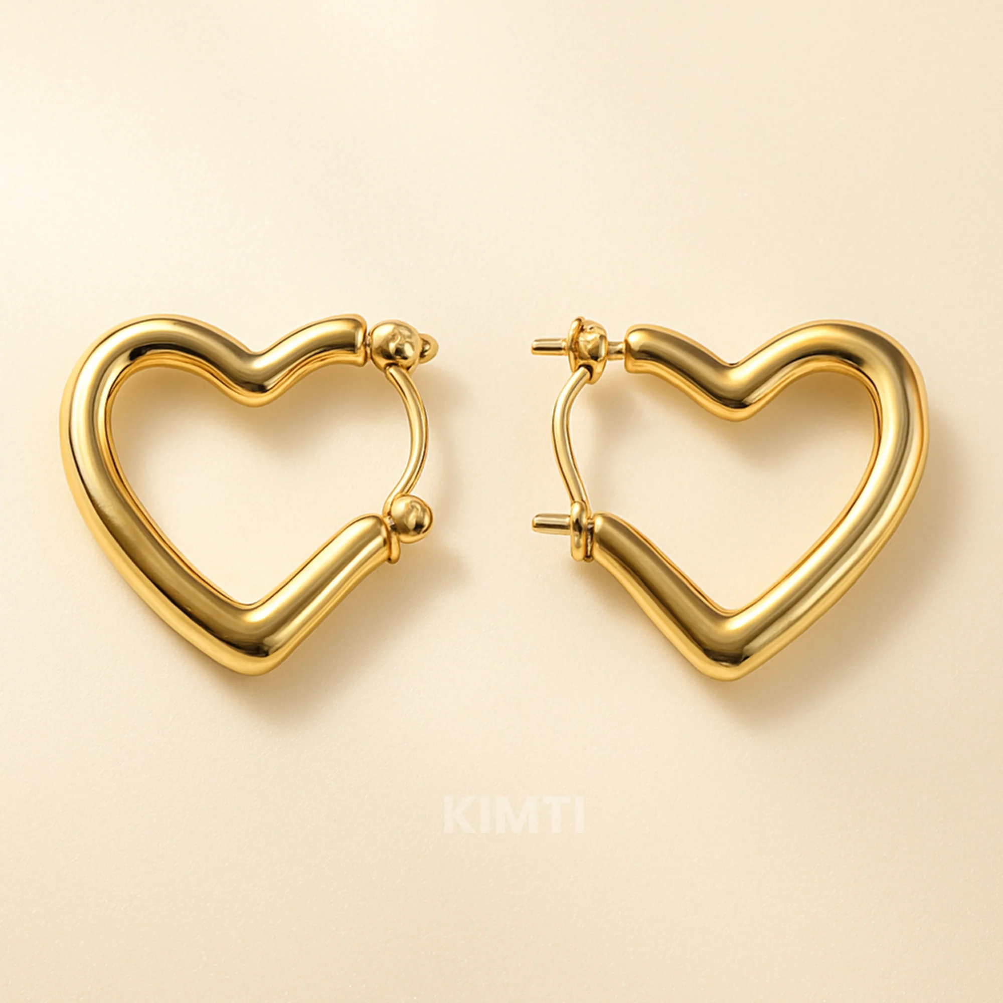 18K Gold Plated Half Heart Hoop Earring