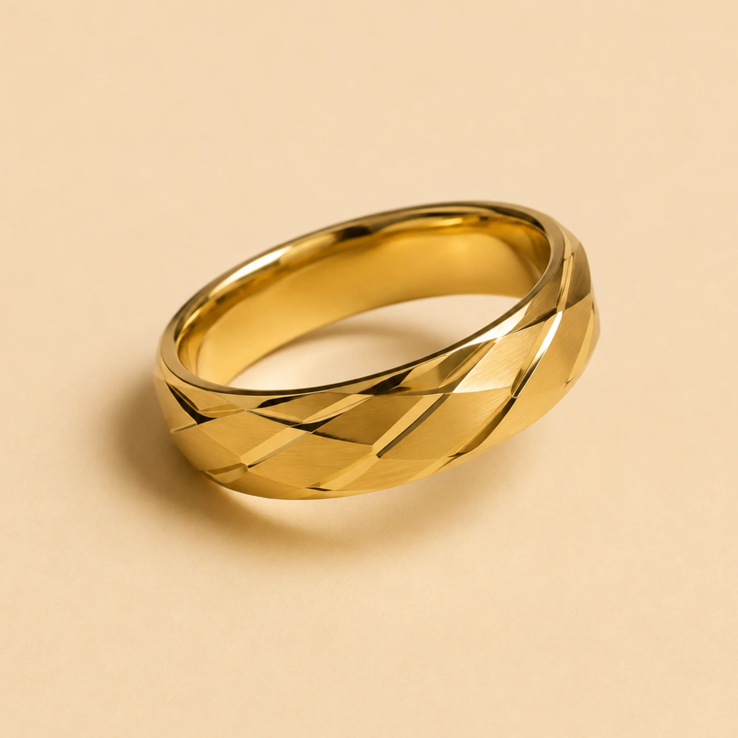 Men - 18K Gold Plated Royal Engrave Gold Ring - Image 2