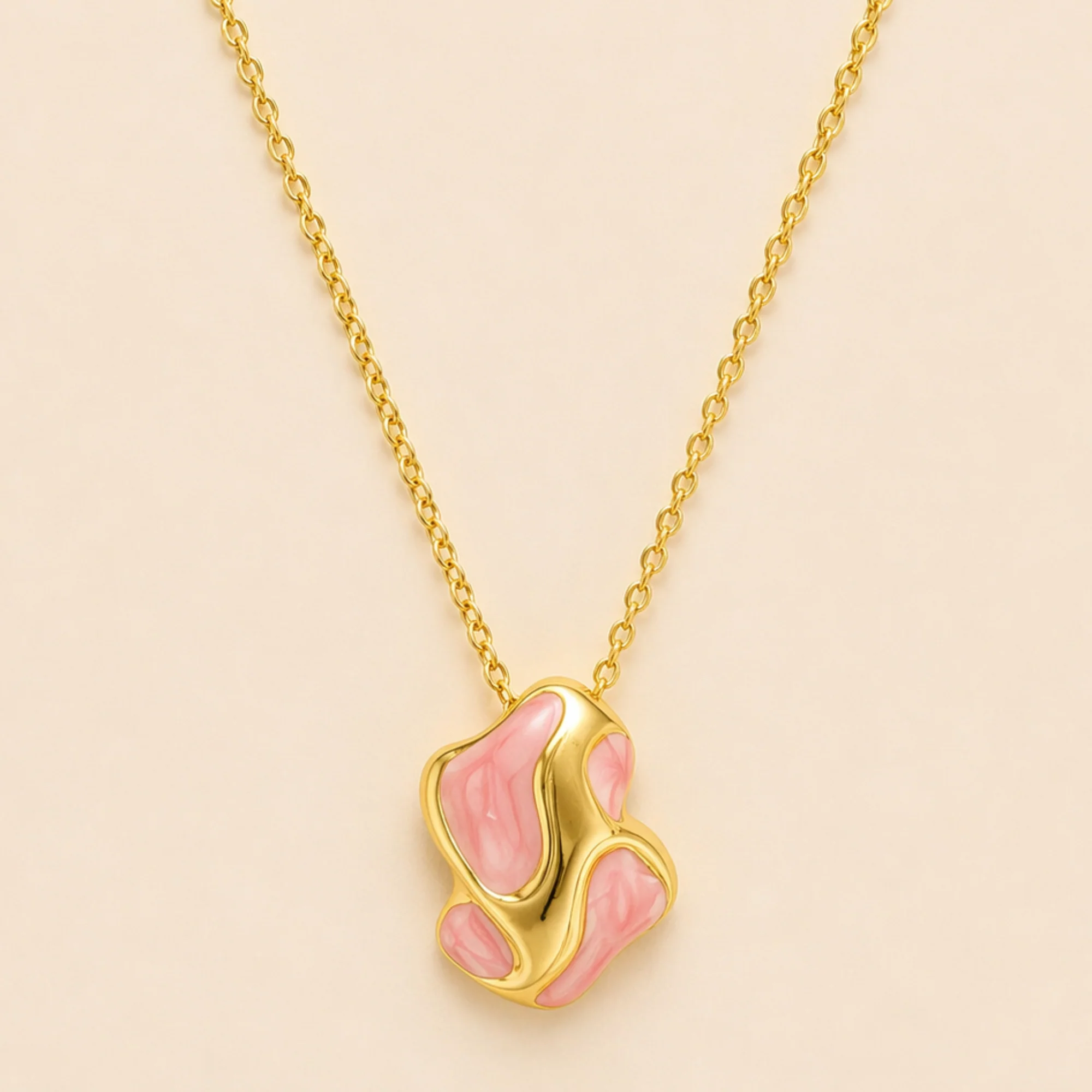 18K Gold Plated Serena Pink Pendant Necklace