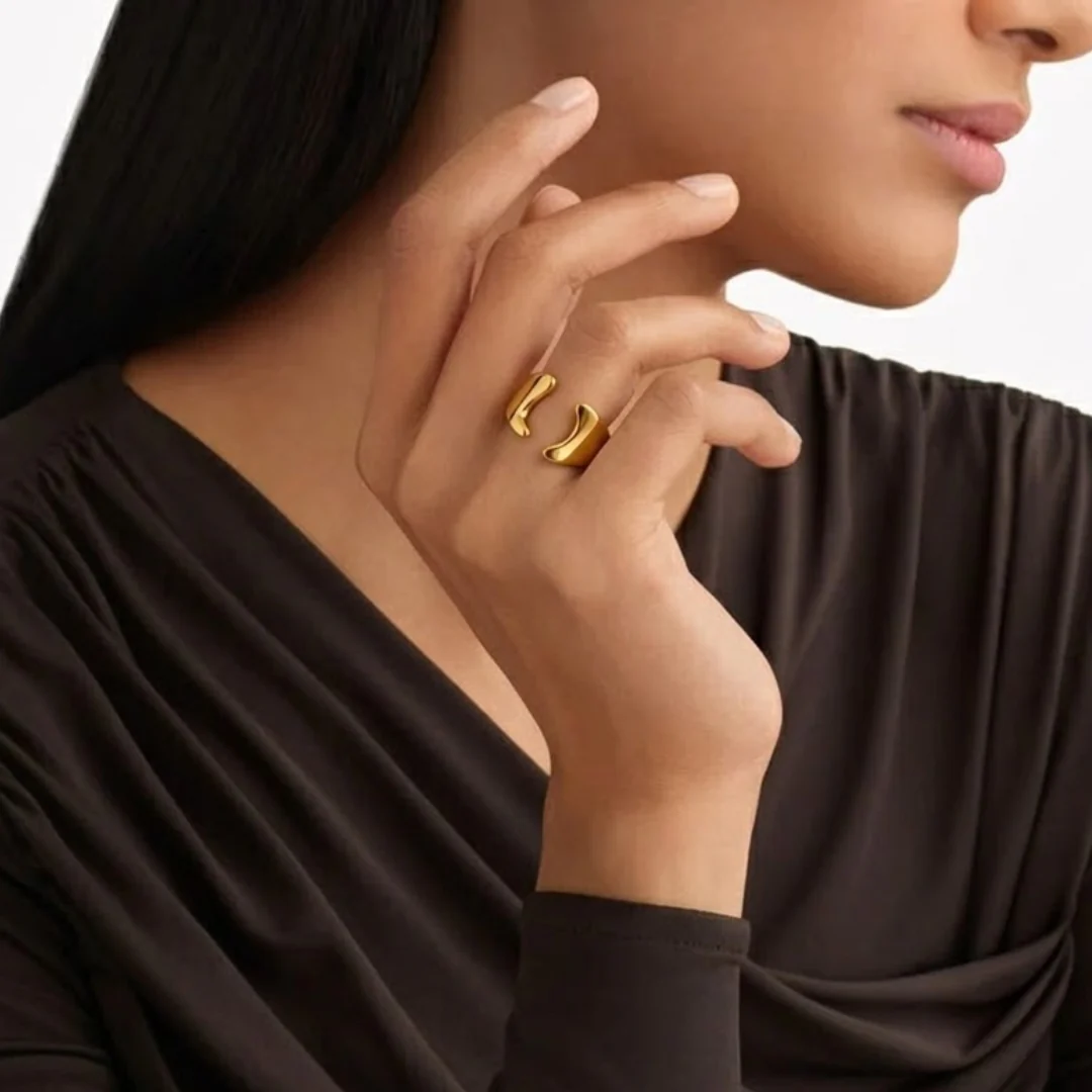 18k Gold Plated Serene Spark Ring - Image 3