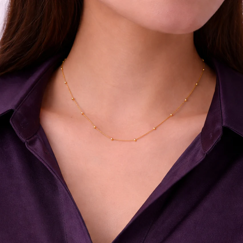 18K Gold Plated Snake Chain Ball Charms  Necklace