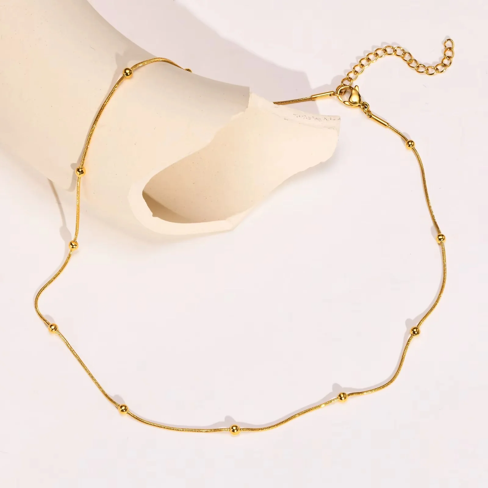 18K Gold Plated Snake Chain Ball Charms  Necklace - Image 2