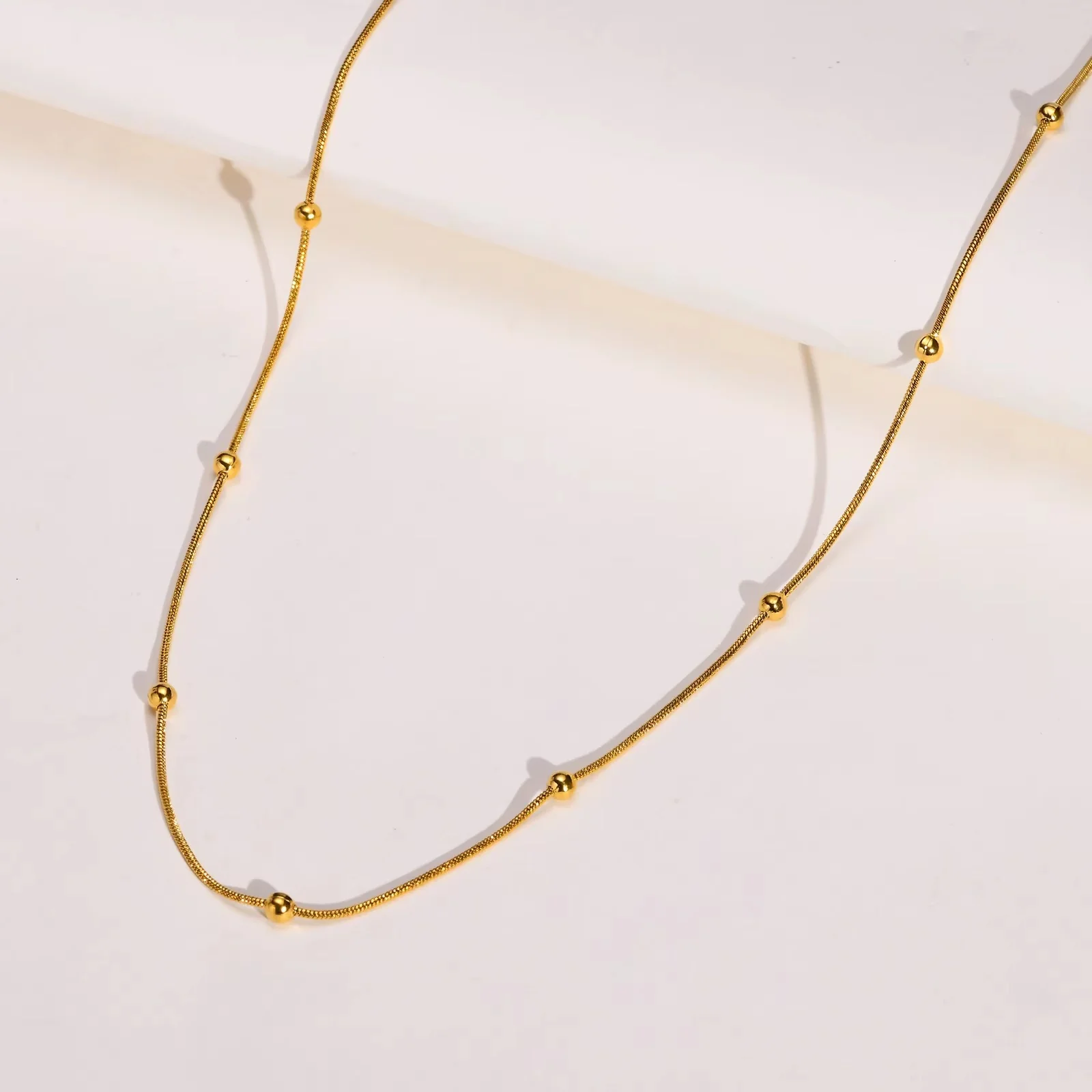 18K Gold Plated Snake Chain Ball Charms  Necklace - Image 3