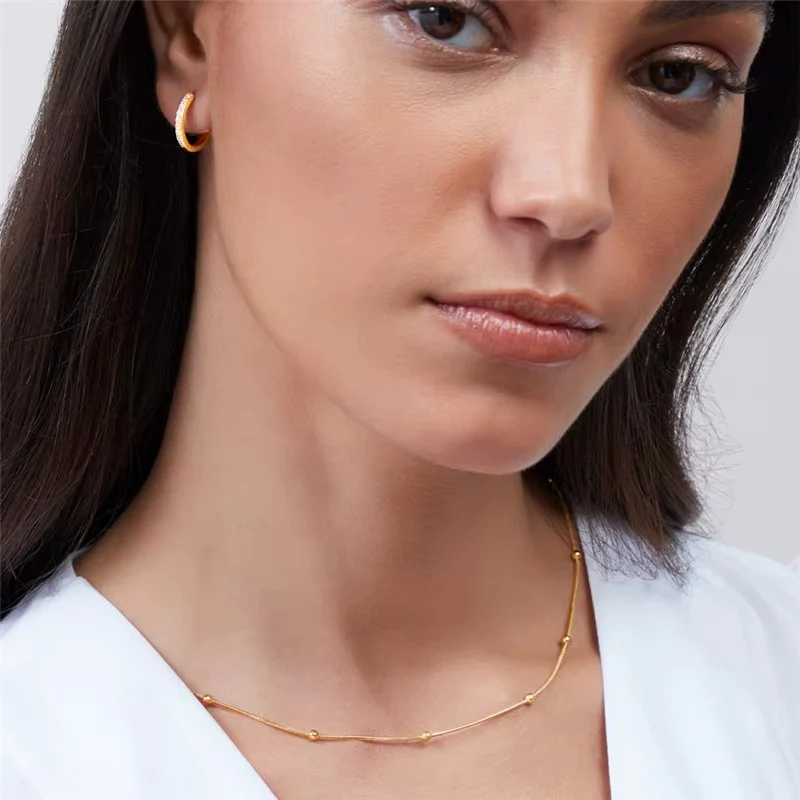 18K Gold Plated Snake Chain Ball Charms  Necklace - Image 5