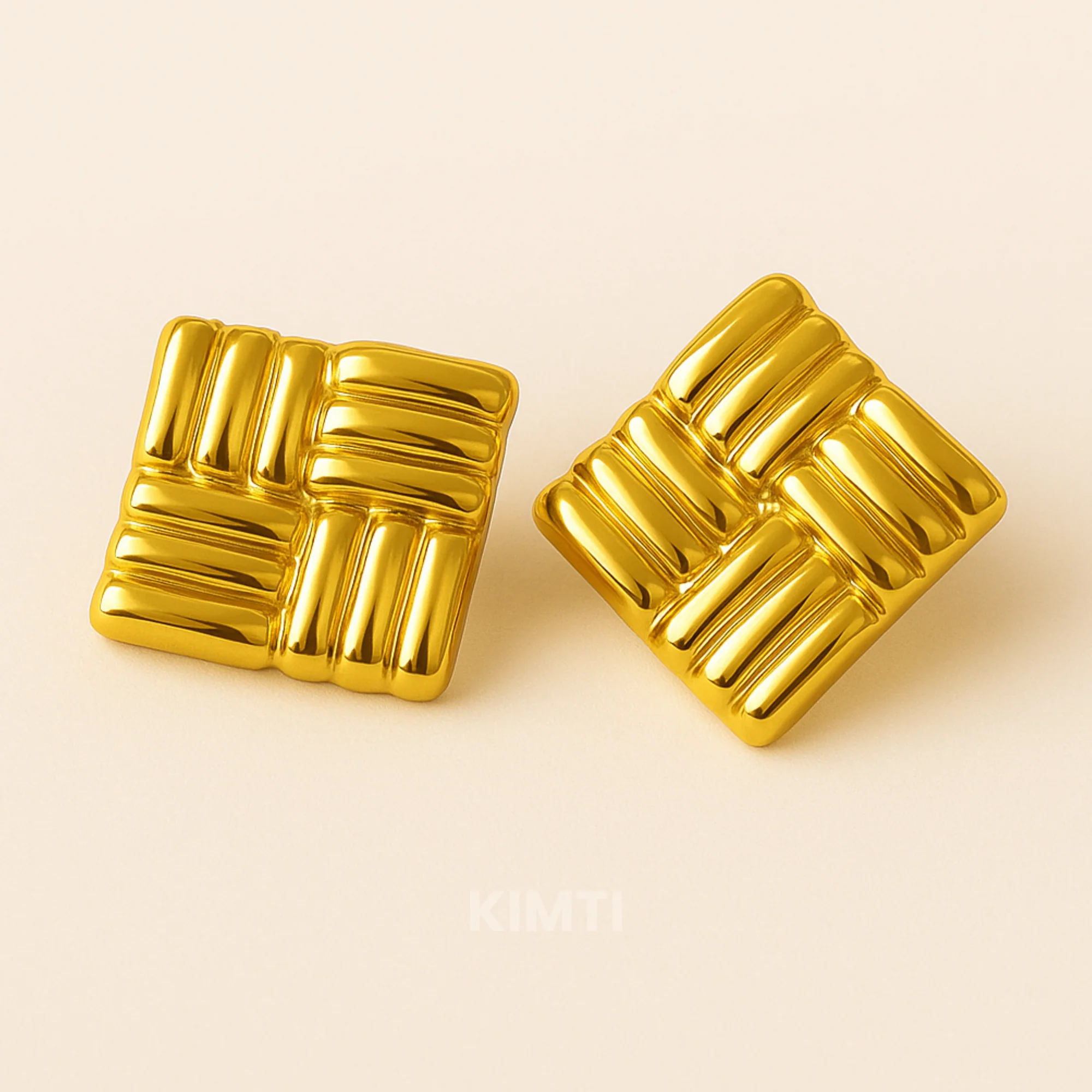 18K Gold Plated Square Earrings
