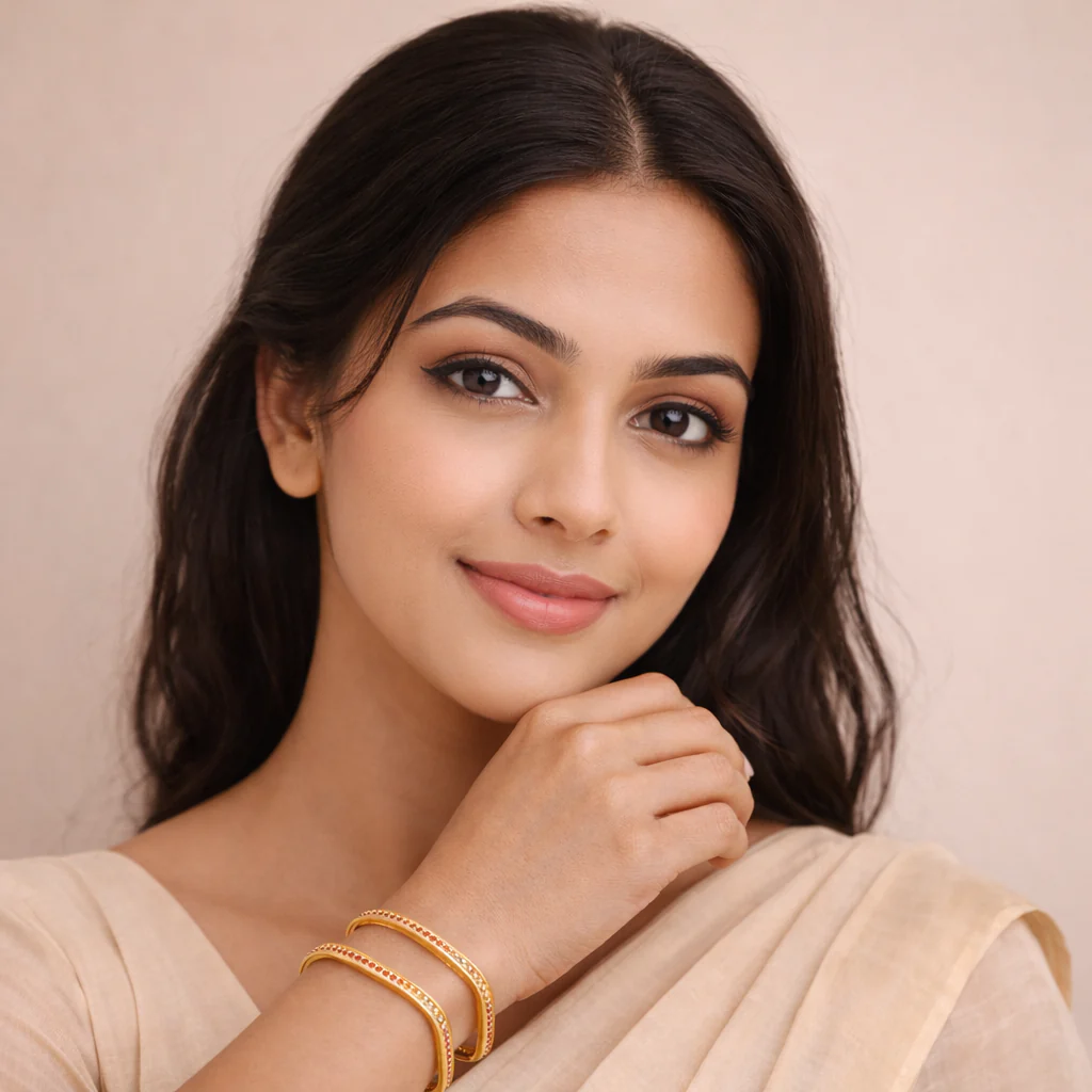 18k Gold Plated Square Grace Aurora Bangles - Image 3