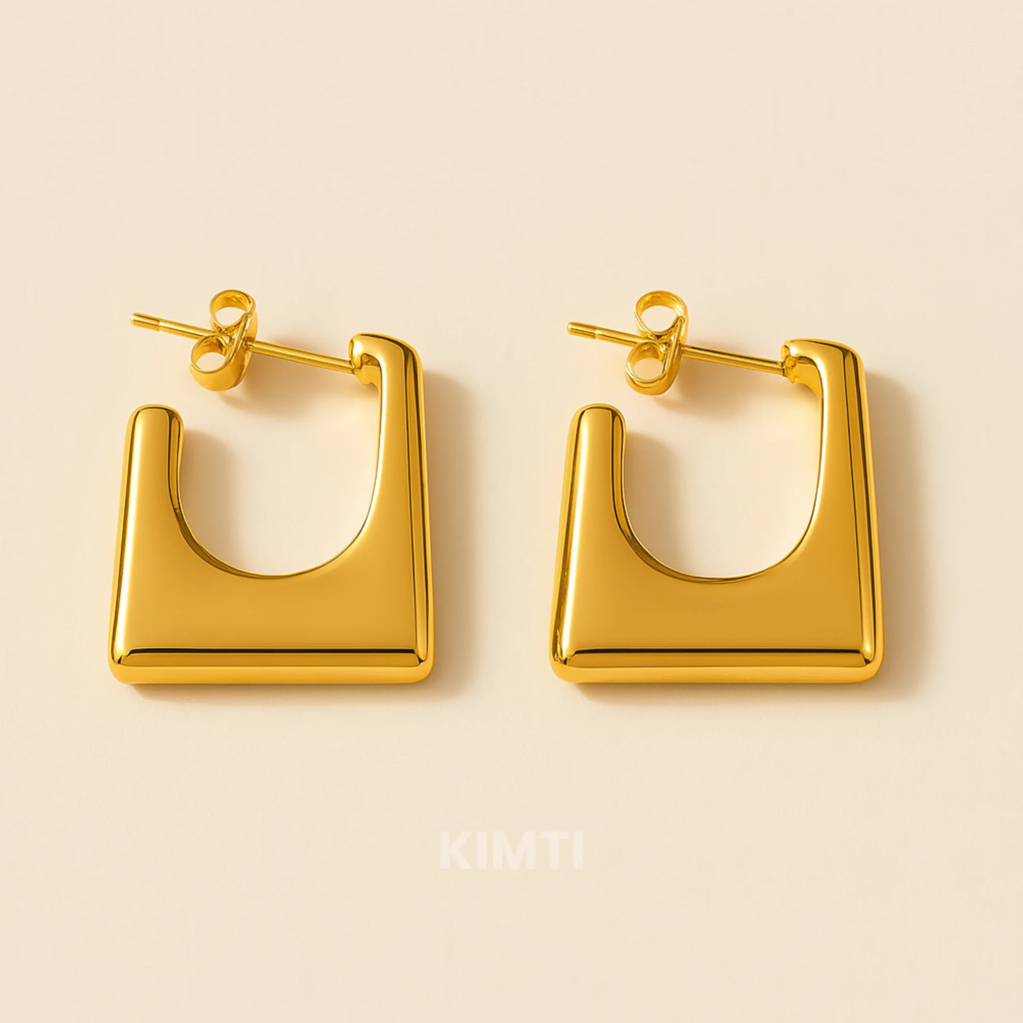 18k Gold-Plated Square Hoop Earrings - Image 2