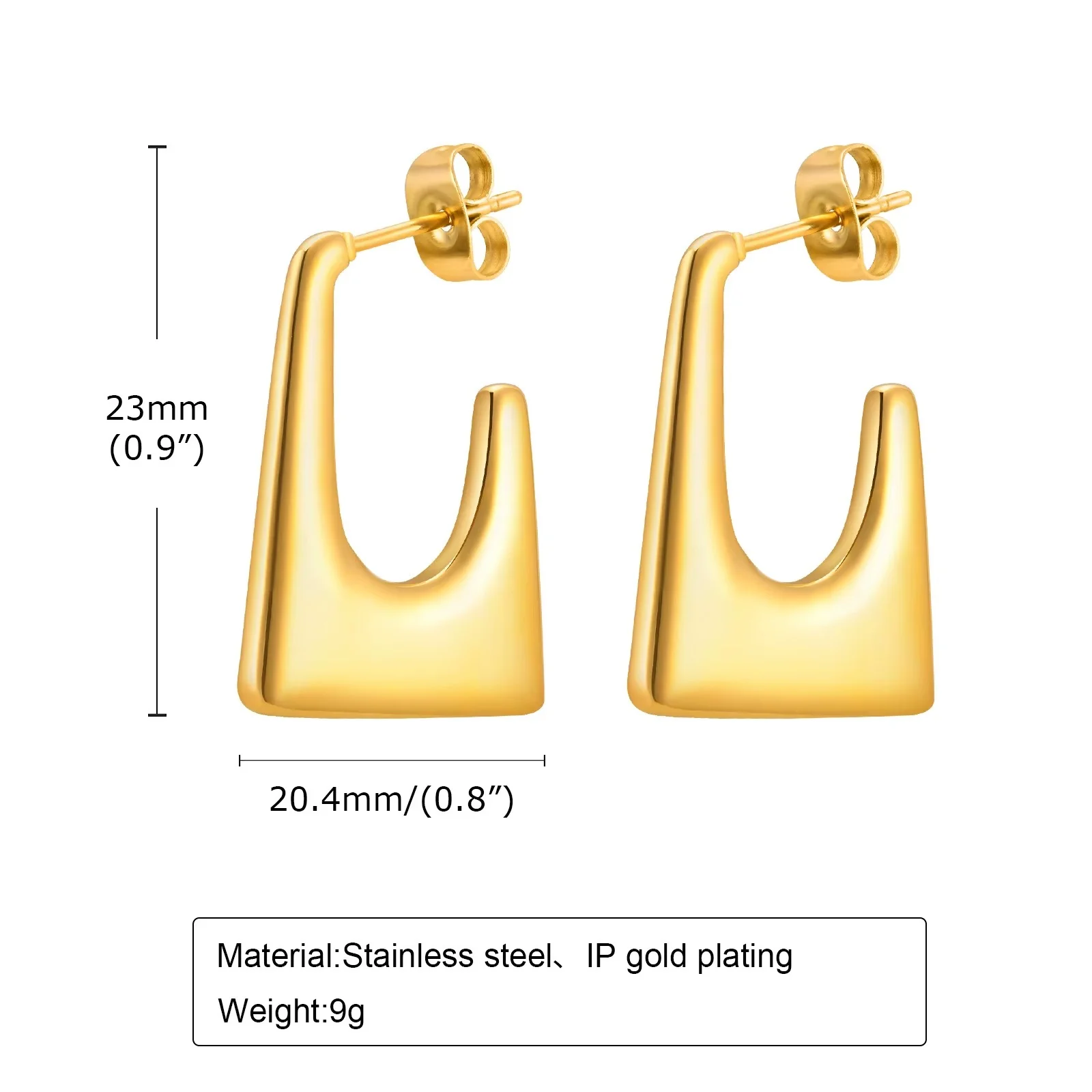 18k Gold-Plated Square Hoop Earrings - Image 4