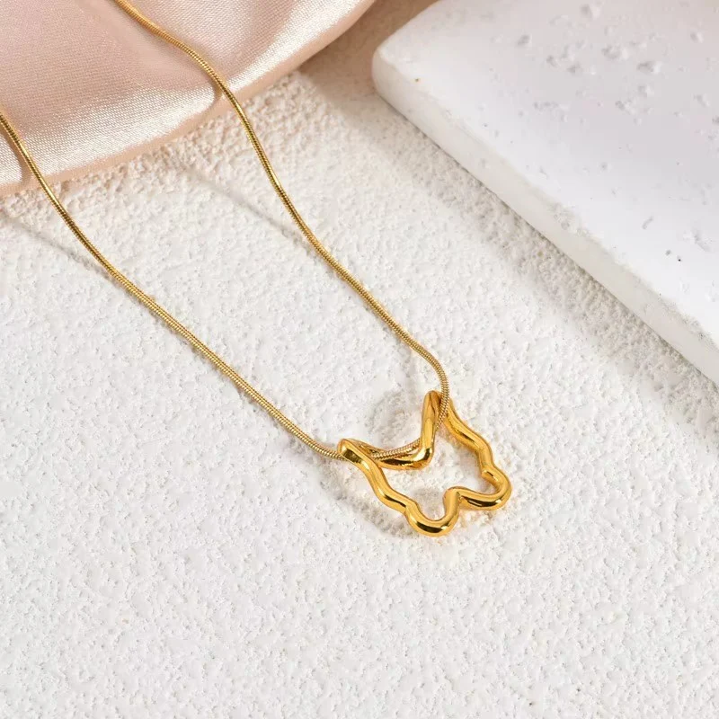 18K Gold Plated Stainless  Butterfly Shape Necklace - Image 2