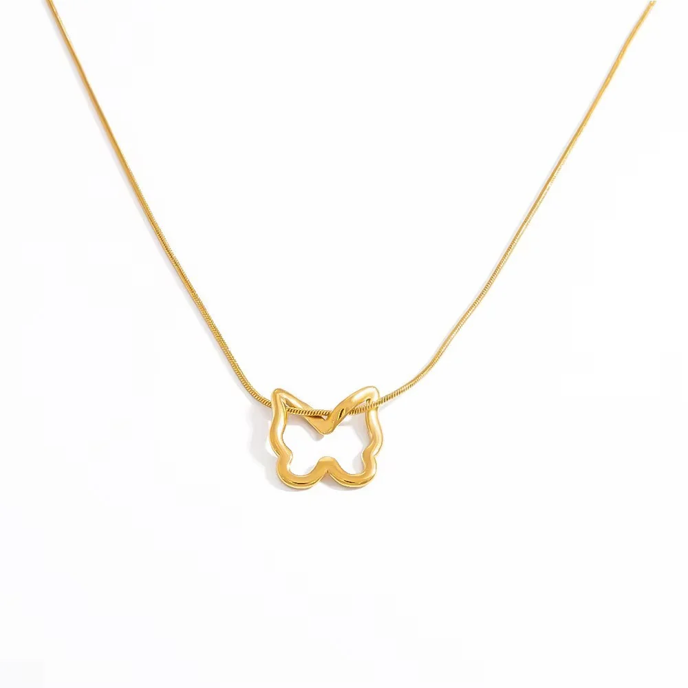 18K Gold Plated Stainless  Butterfly Shape Necklace - Image 3