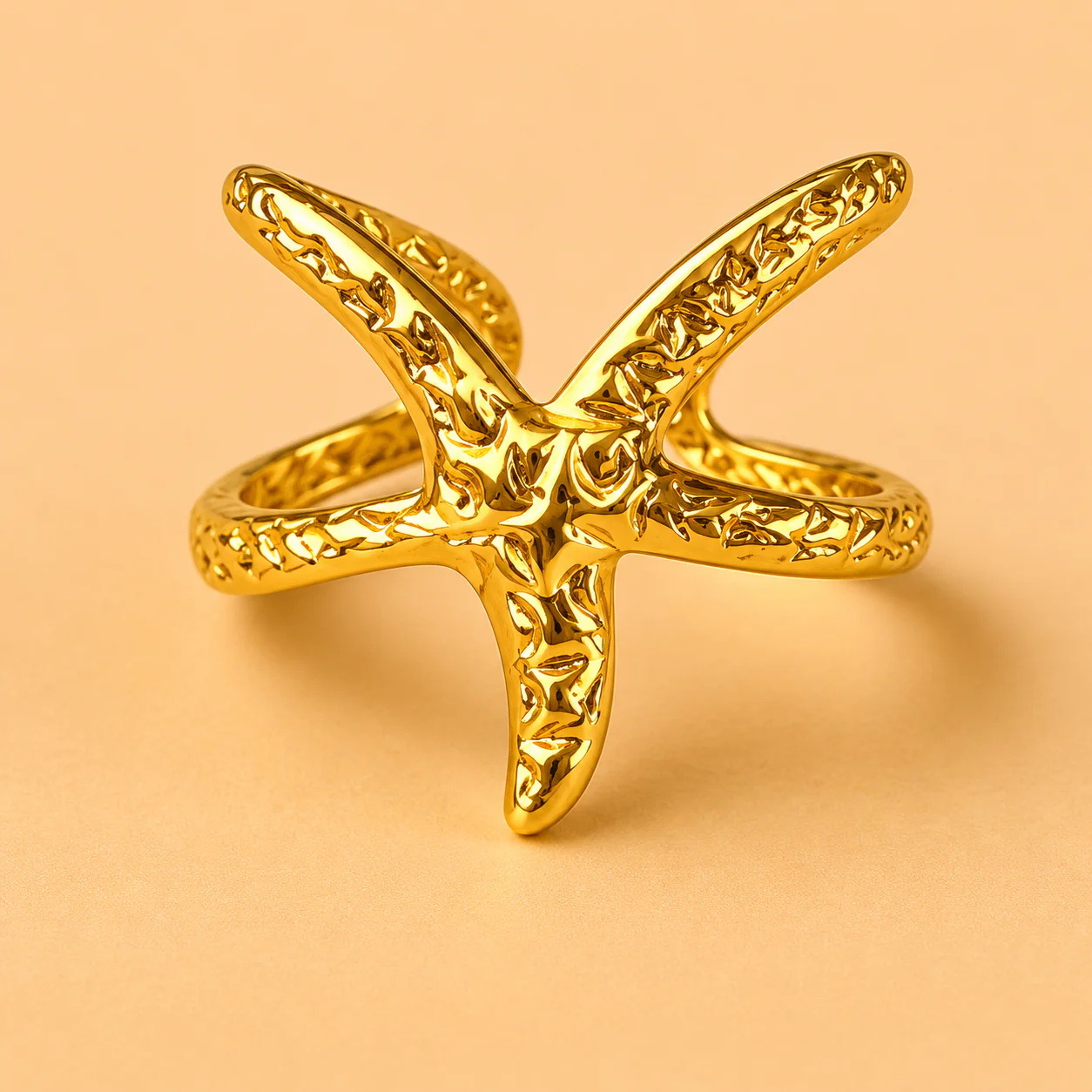 18K Gold Plated Starfish Adjustable Ring