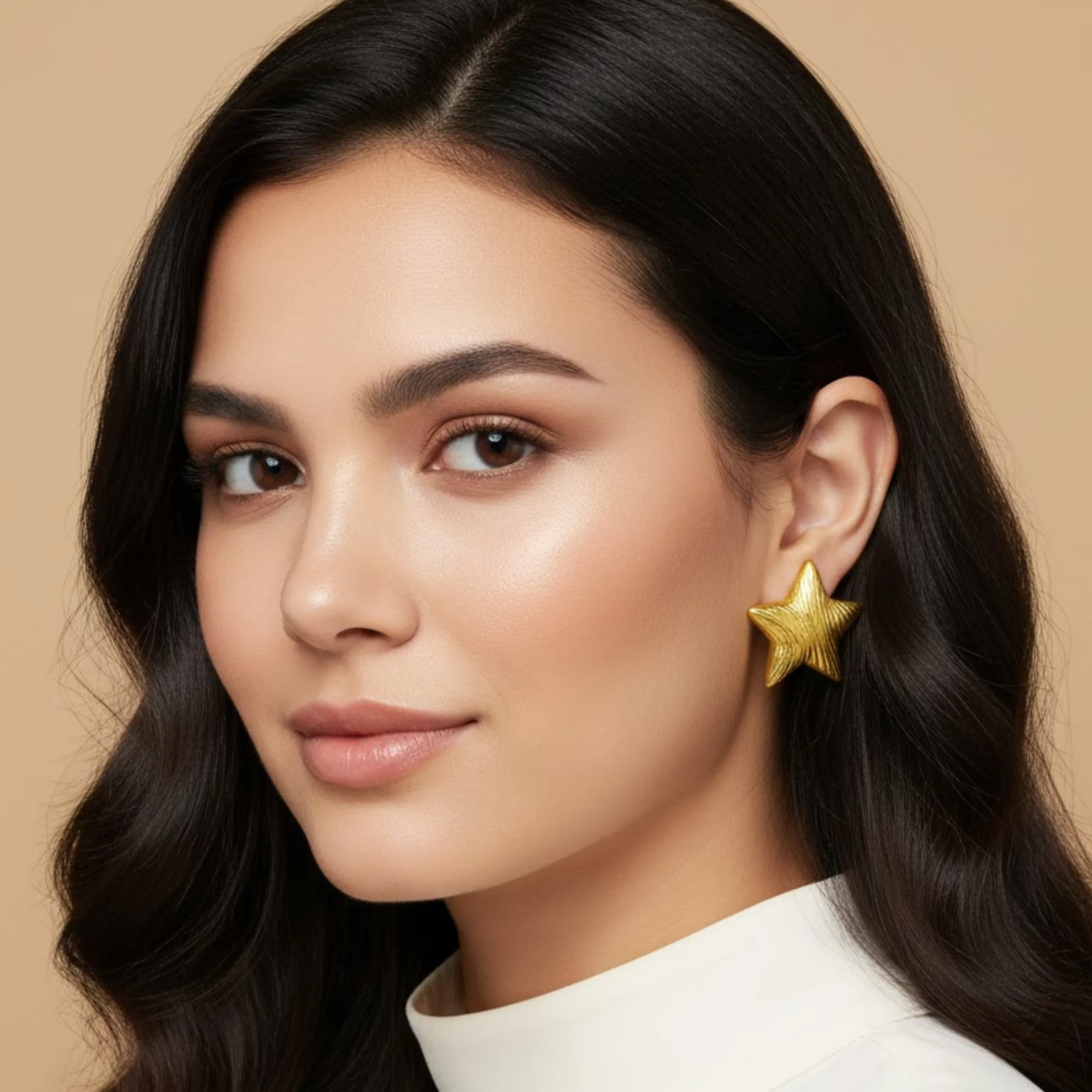 18k Gold Plated Starla Stud Anti Tarnish Earring - Image 2