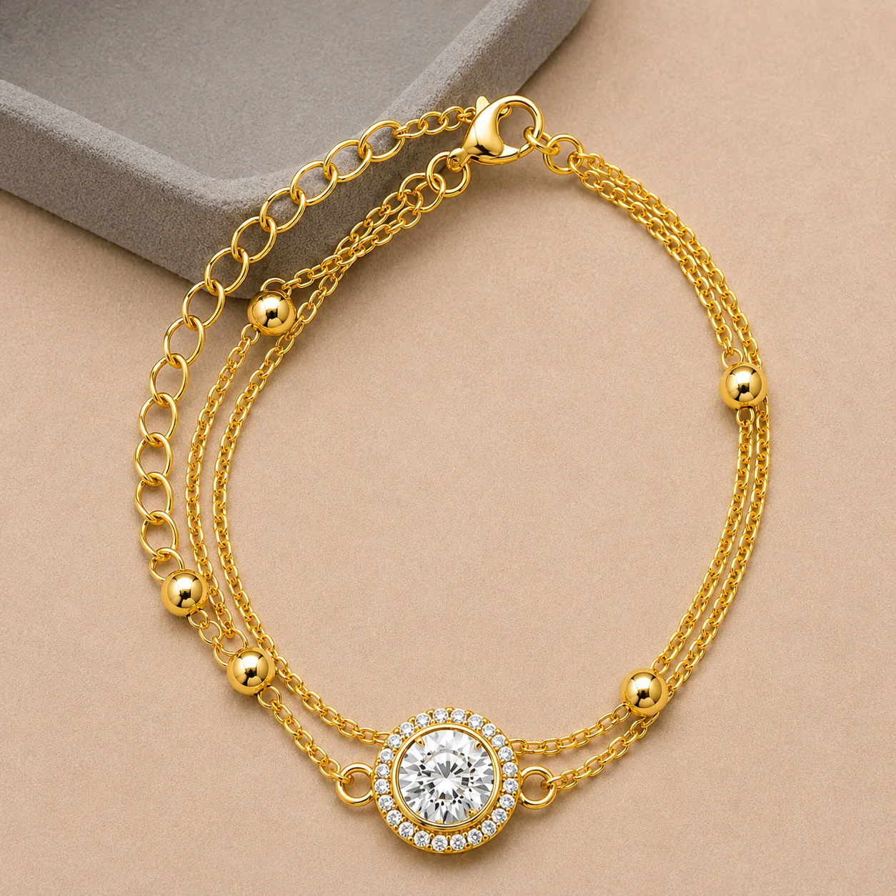 18K Gold Plated Starlight Crystal Charm Bracelet