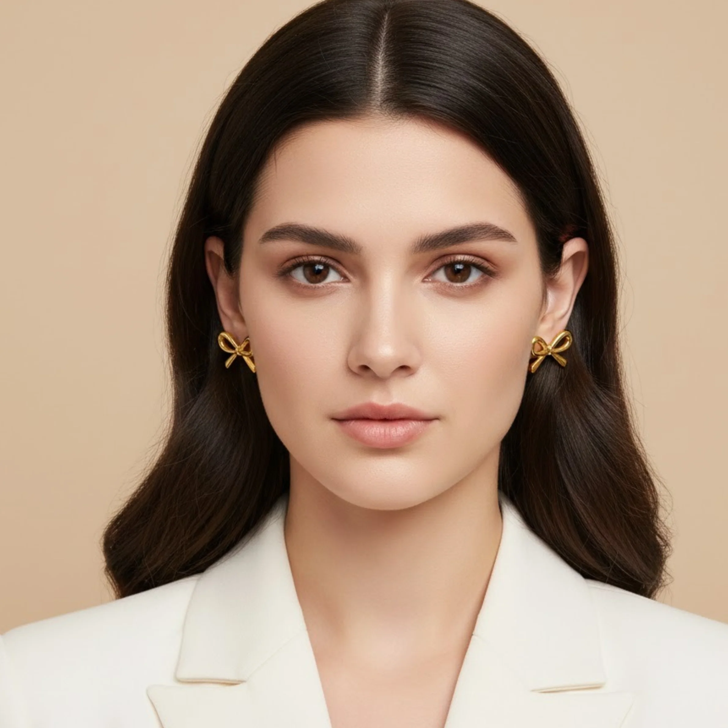 18K Gold Plated Salve Bow-Tiful Bow Stud Earrings - Image 2