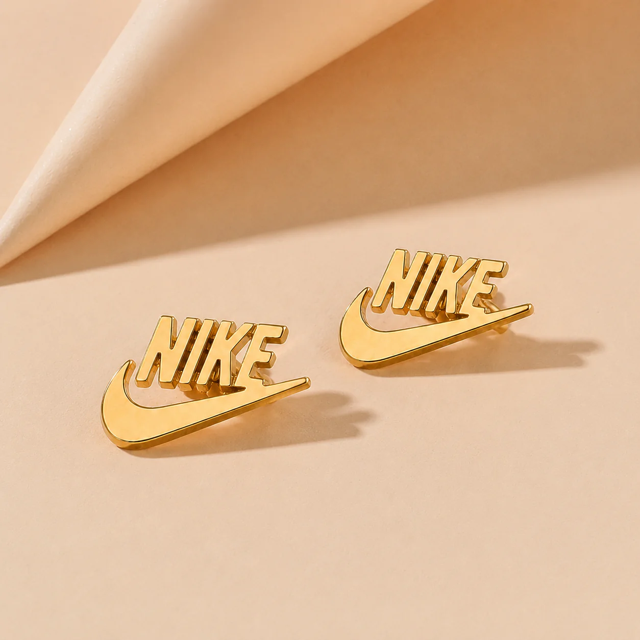 18K Gold Plated Street Style Logo Studs Earrings