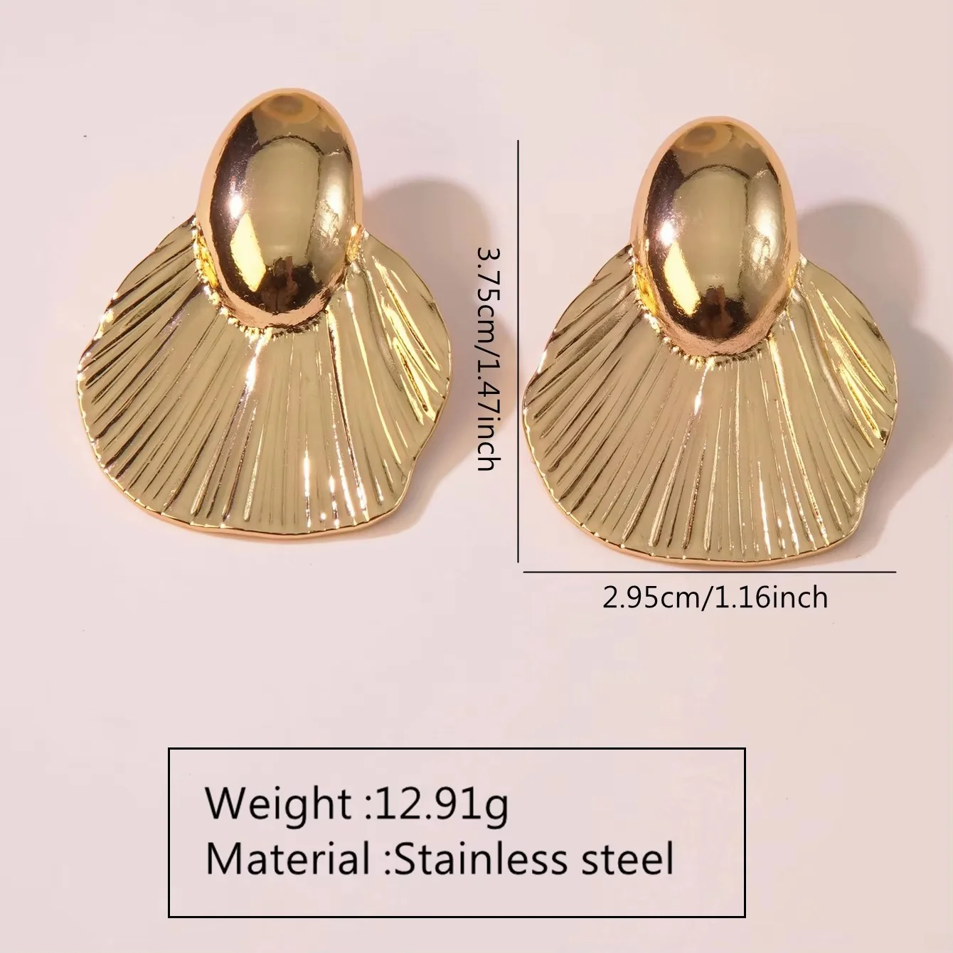 18K Gold Plated Textured Drop Earrings - Image 3