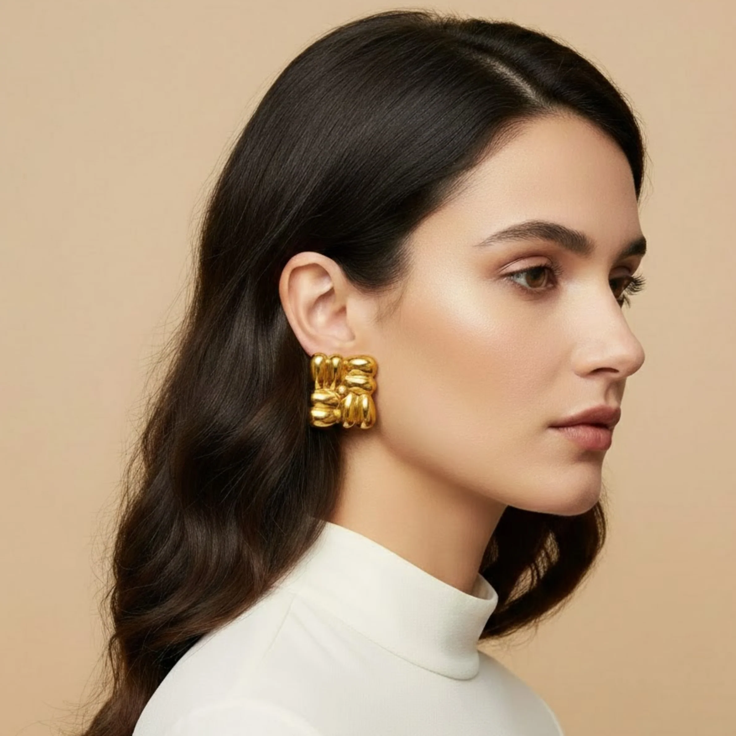 18K Gold Plated Crawford Anti Tarnish Earrings - Image 2