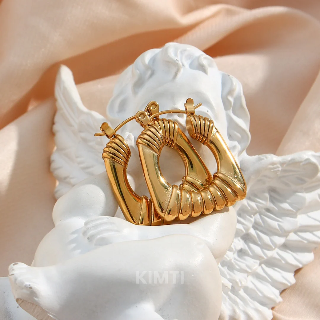 18K Gold Plated Thick Hoop Anti Tarnish Earring - Image 3