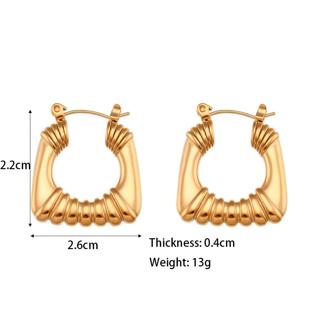 18K Gold Plated Thick Hoop Anti Tarnish Earring - Image 4