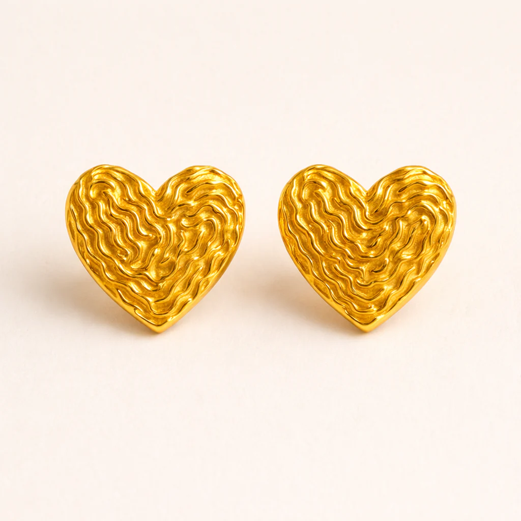 18K Gold Plated Tide Heart Earrings