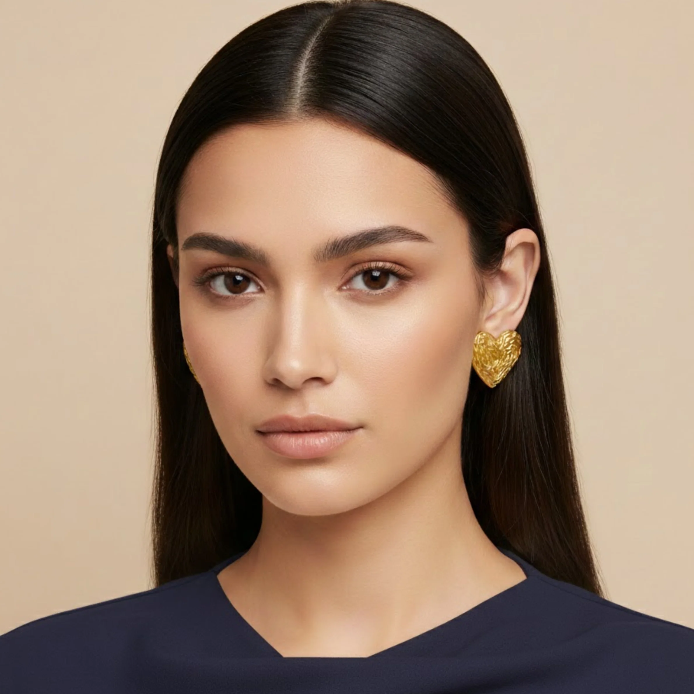 18K Gold Plated Tide Heart Earrings - Image 2