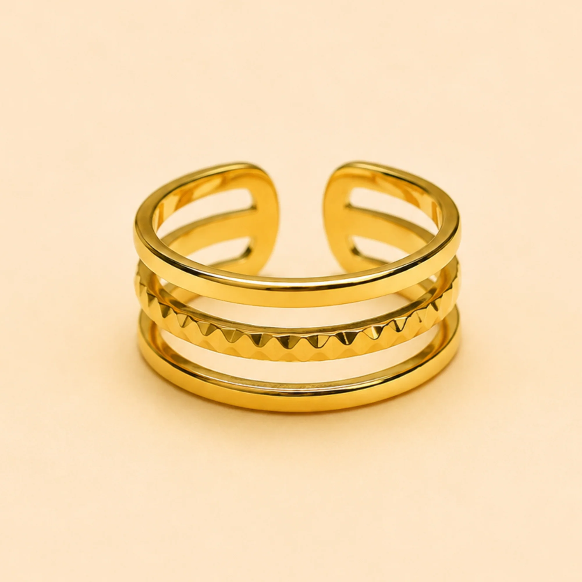 18K Gold Plated Timeless Trio Gold Ring