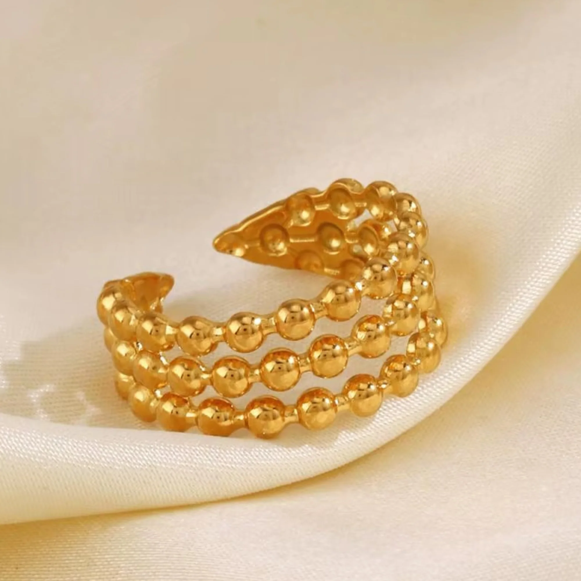 18K Gold Plated Trendy Bubble Wrap Ring - Image 2