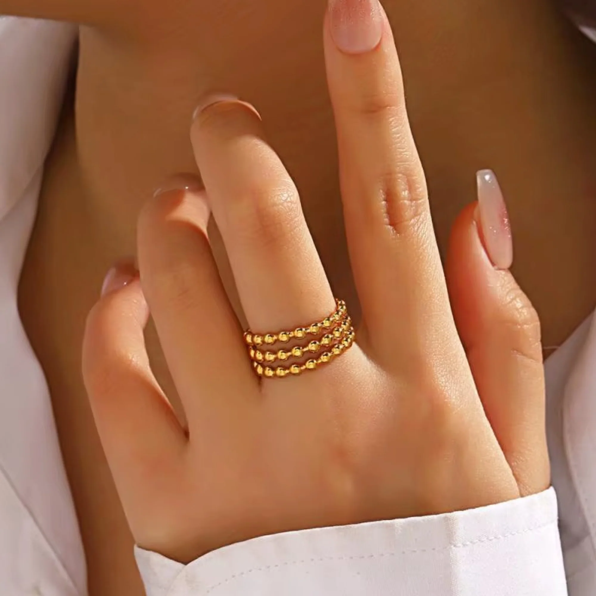 18K Gold Plated Trendy Bubble Wrap Ring - Image 3