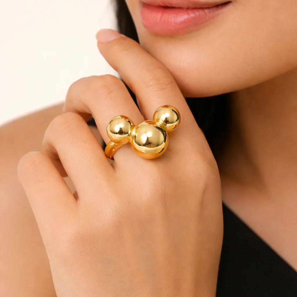 18K Gold Plated Trinity Sphere Ring - Image 2