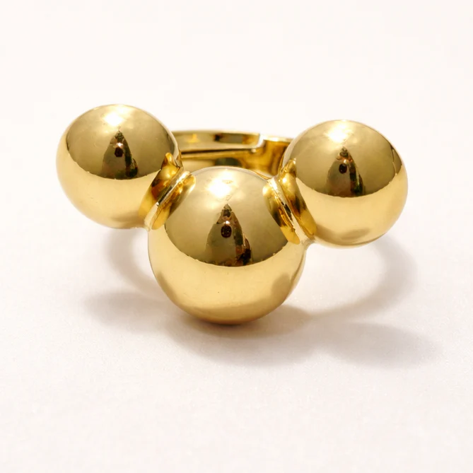 18K Gold Plated Trinity Sphere Ring - Image 3