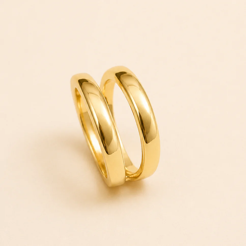 18K Gold Plated Twist Edge Band Ring