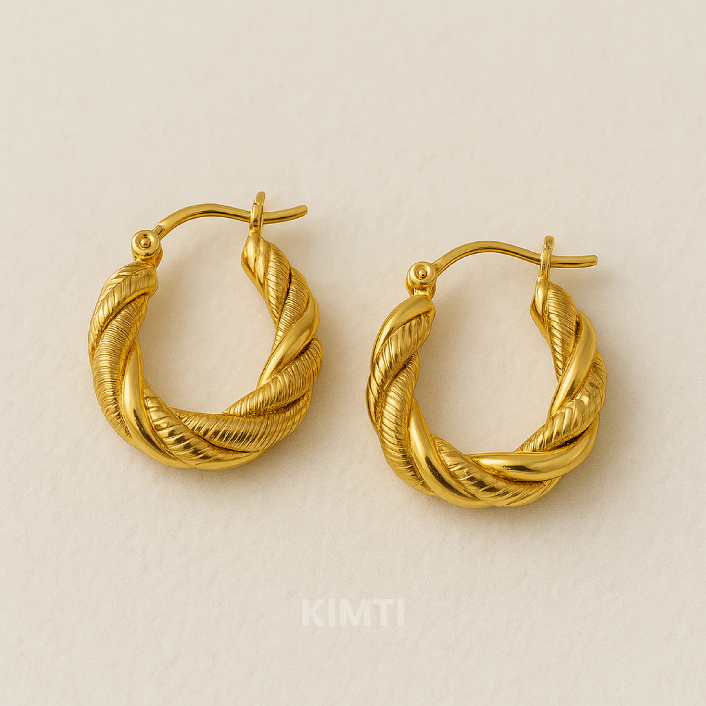 18K Gold Plated Twist Hoop Anti Tarnish Earring