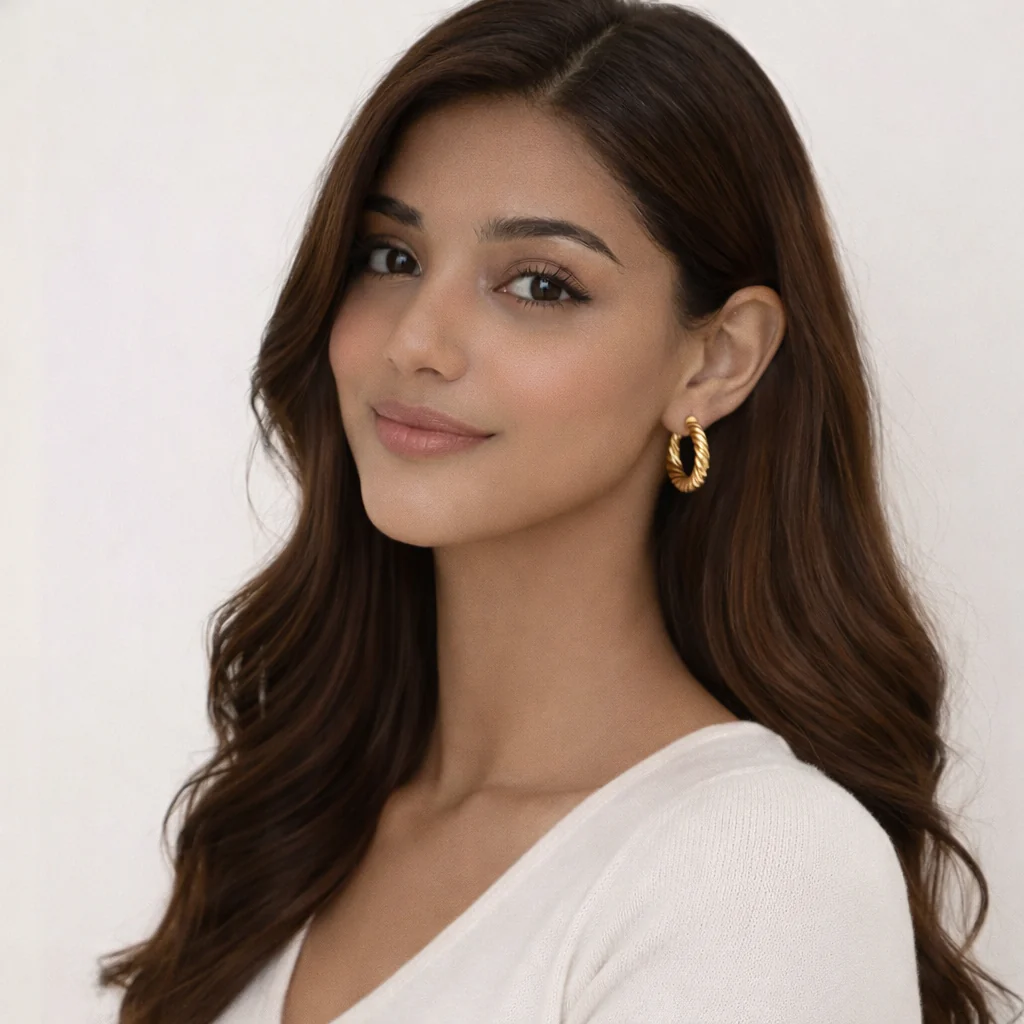 18K Gold Plated Twist Hoop Anti Tarnish Earring - Image 2