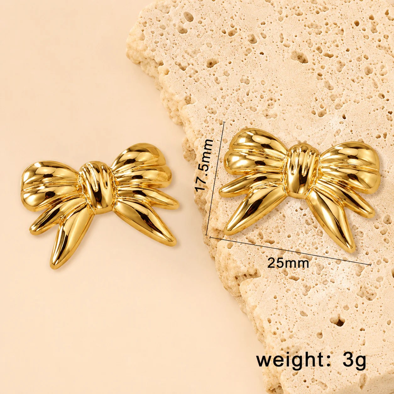 18K Gold Plated Twisted Bow Gold Earrings - Image 3