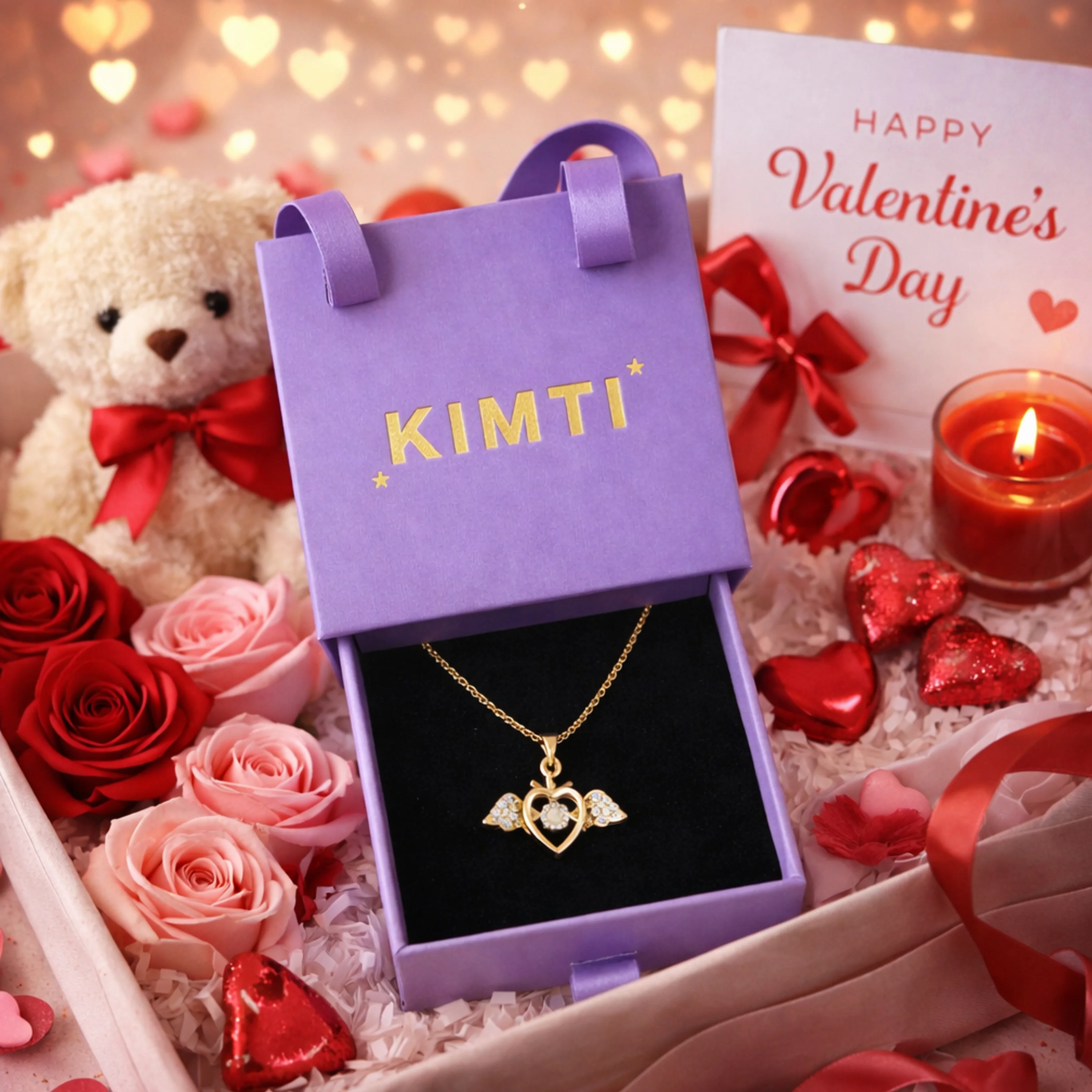 18K Gold Plated Winged Heart Necklace