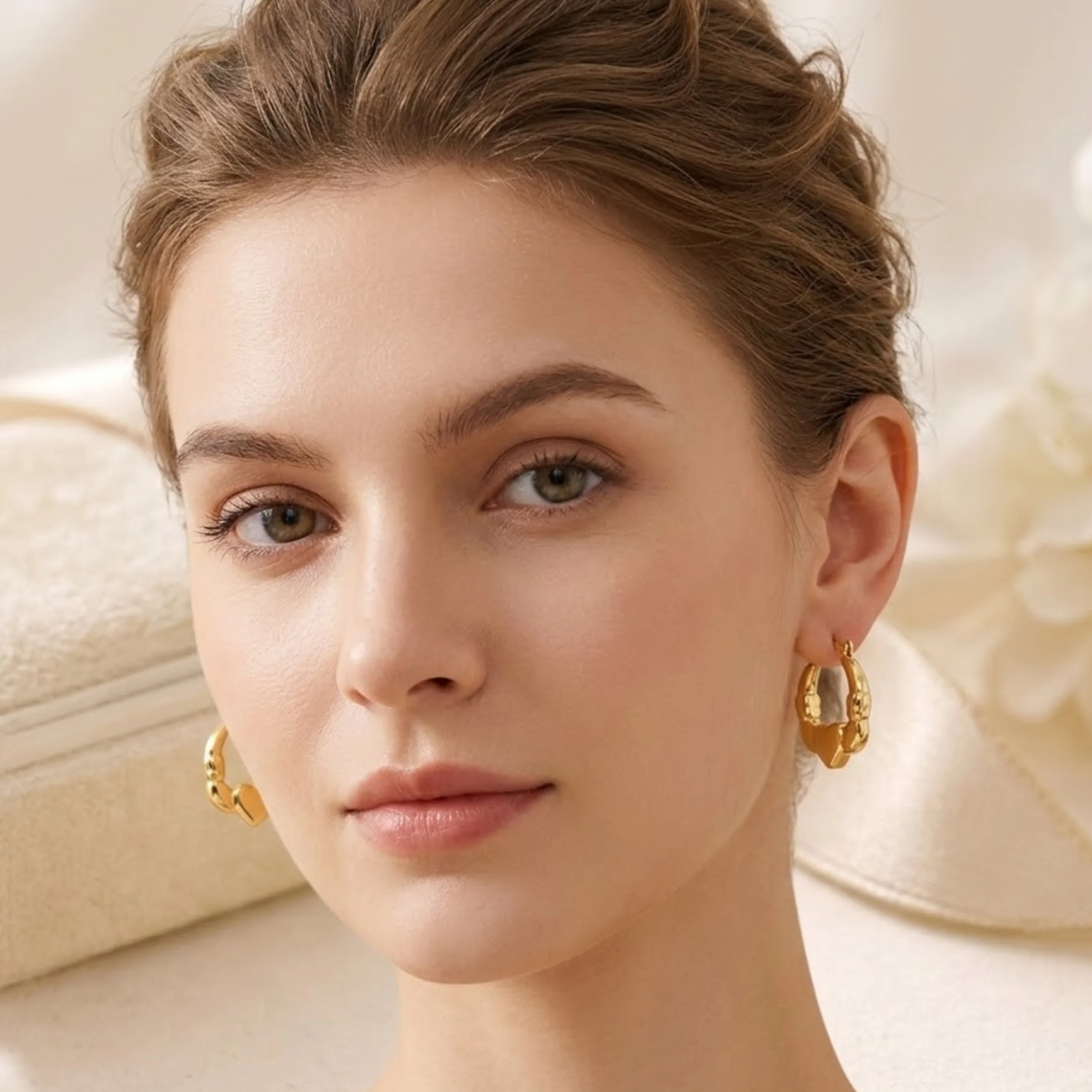 18k Gold Toned Hoop Earrings - Image 2
