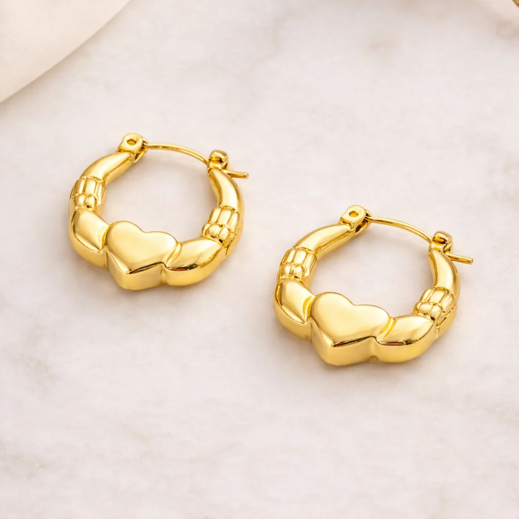 18k Gold Toned Hoop Earrings - Image 3