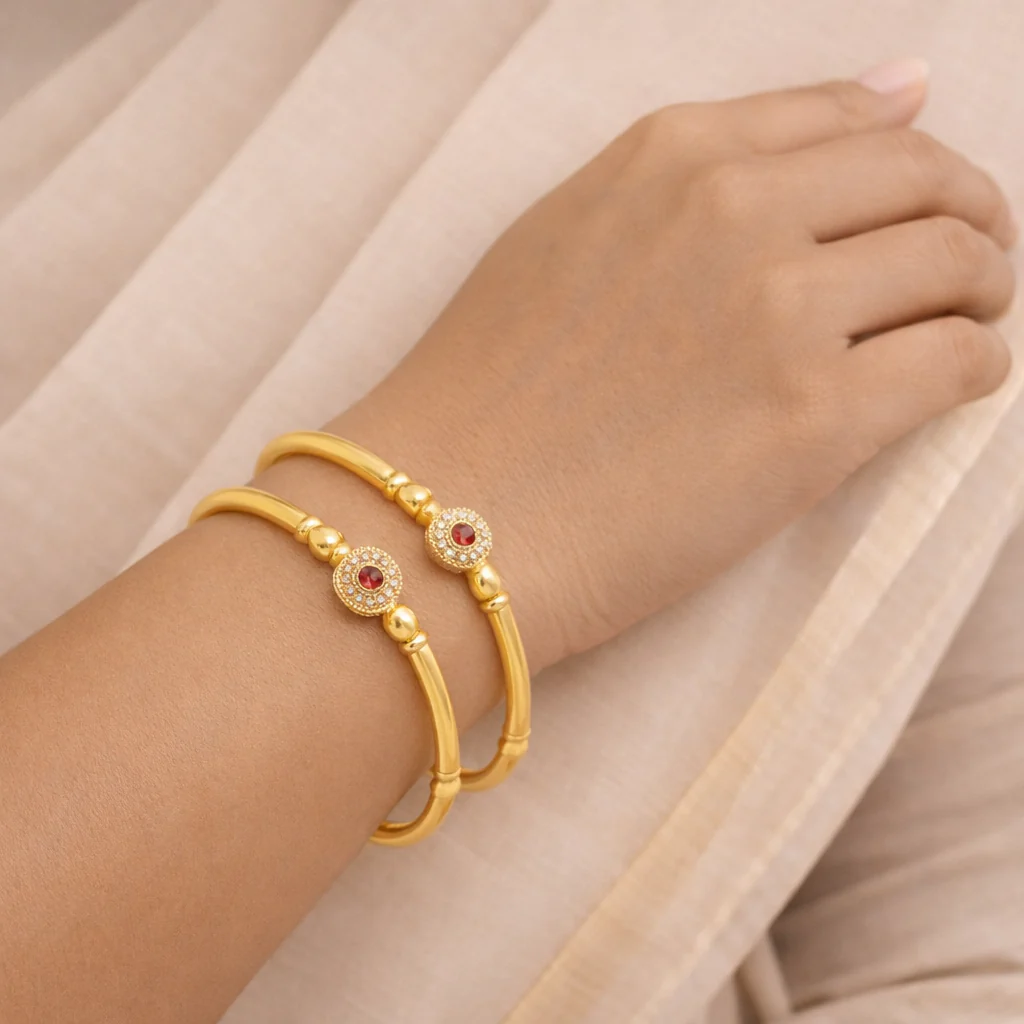 18k Scarlet Spark Anti Tarnish Bangles ( Size2.4, 2.6 ,2.8 ) - Image 3