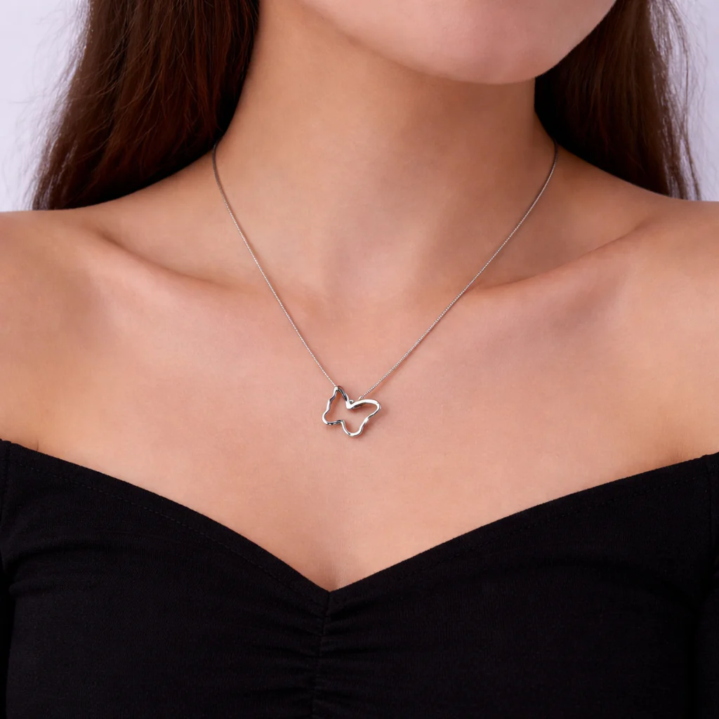 18k Silver Plated Butterfly Necklace - Image 2