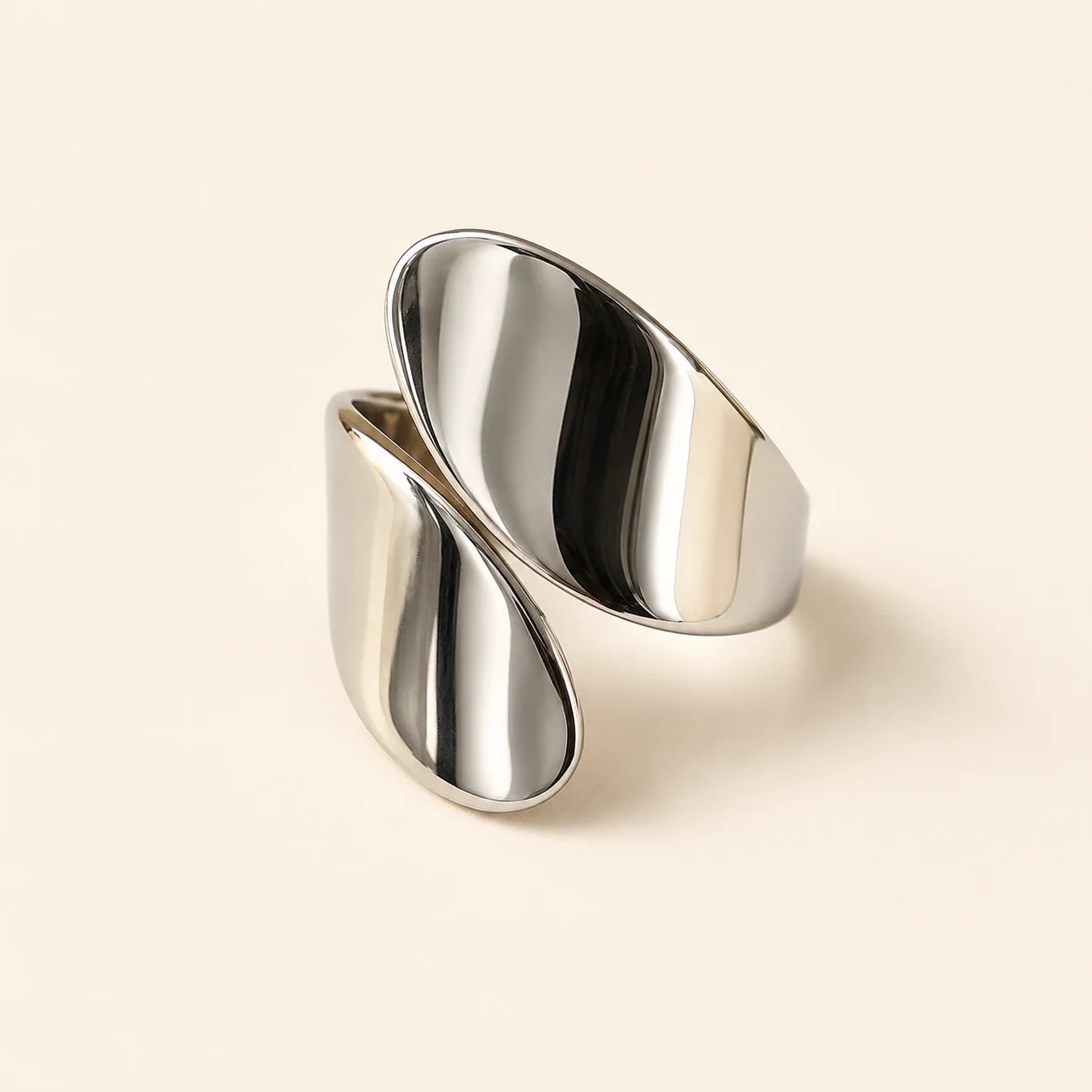 Silver Plated Sleek Curve Adjustable Ring