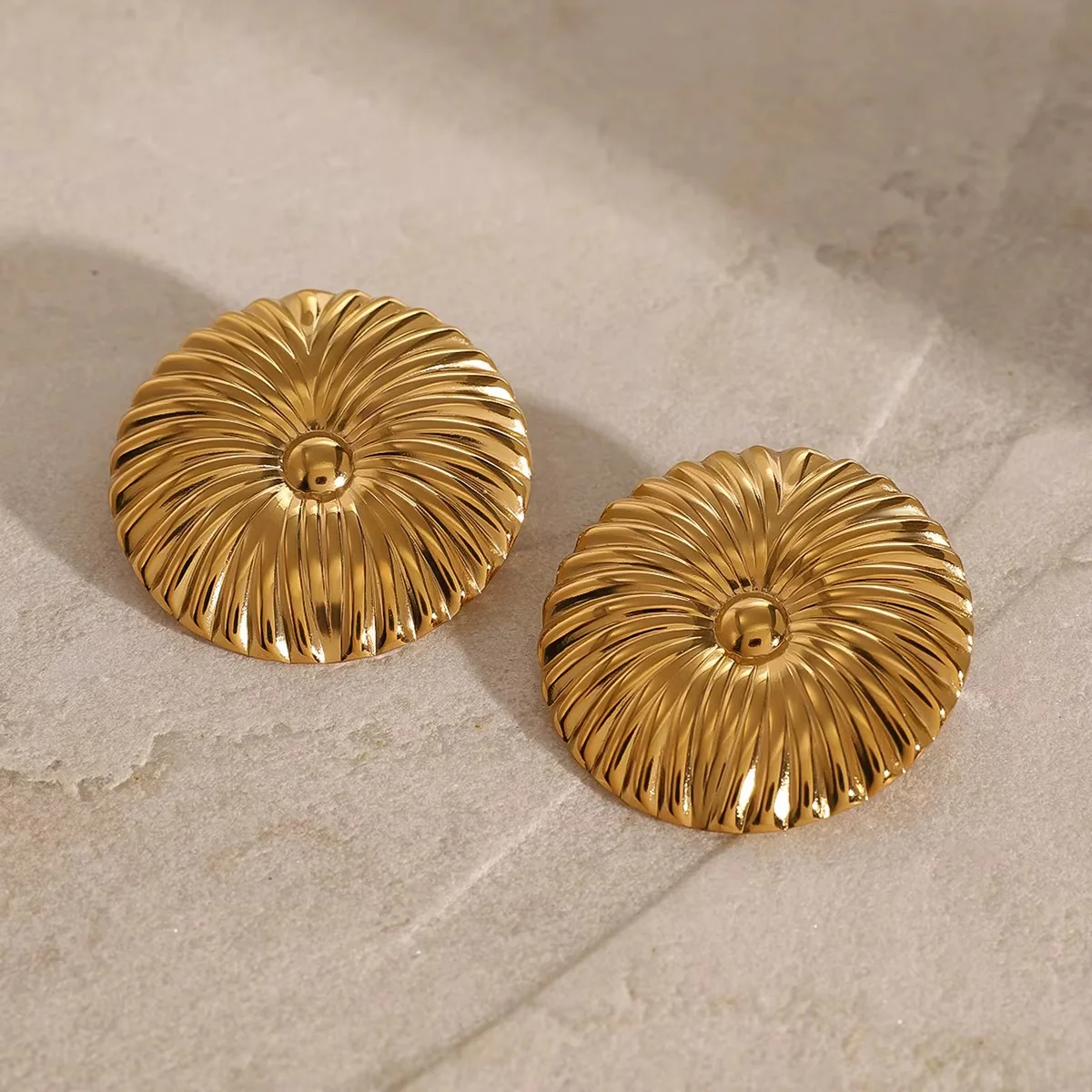 18K Gold  Plated Wavy Shaped Earring - Image 4