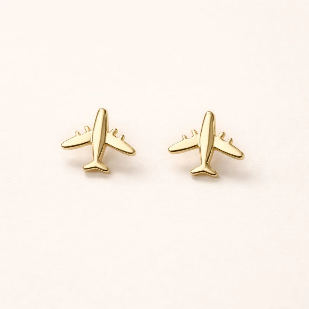 3D Airplane Stud Earrings