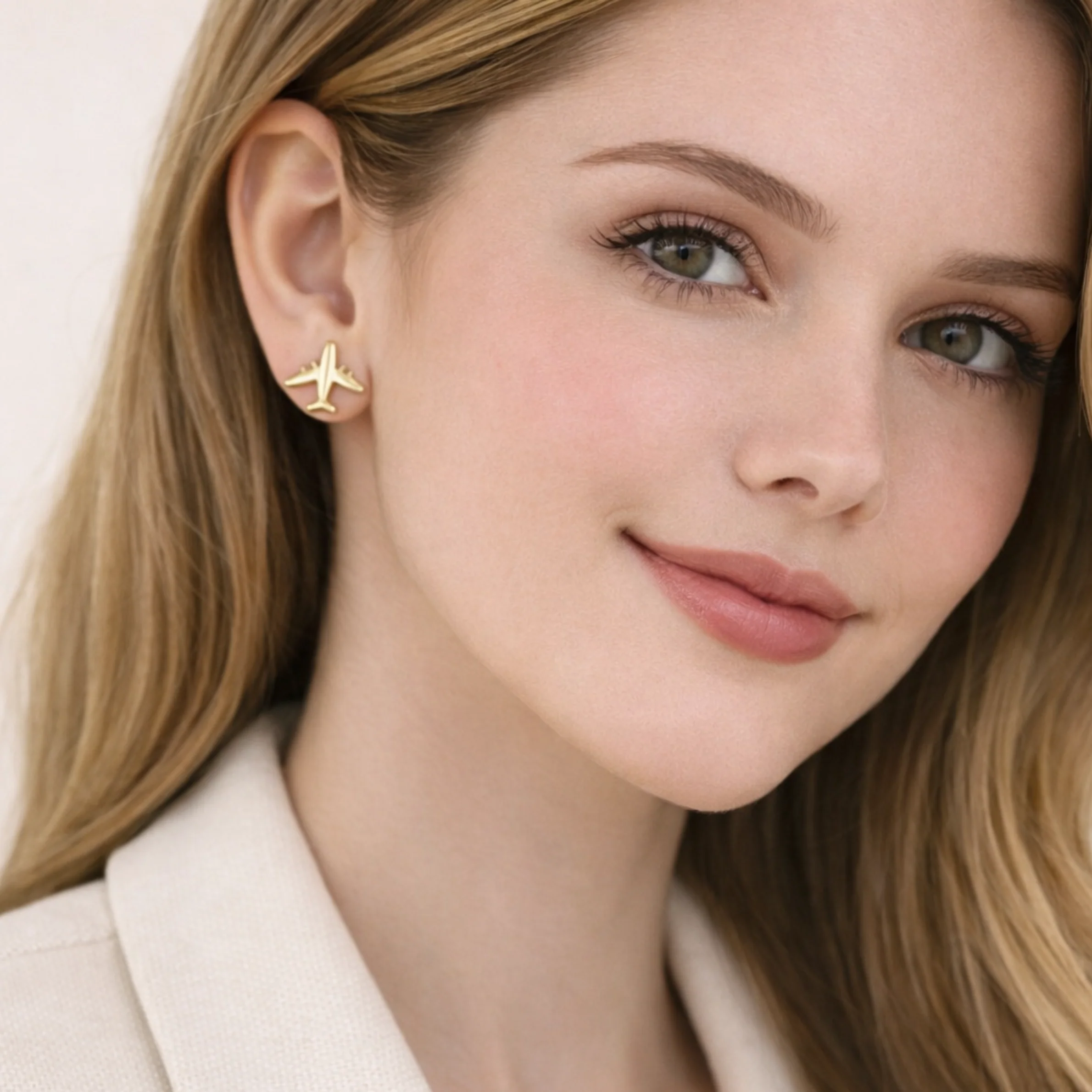 3D Airplane Stud Earrings - Image 2