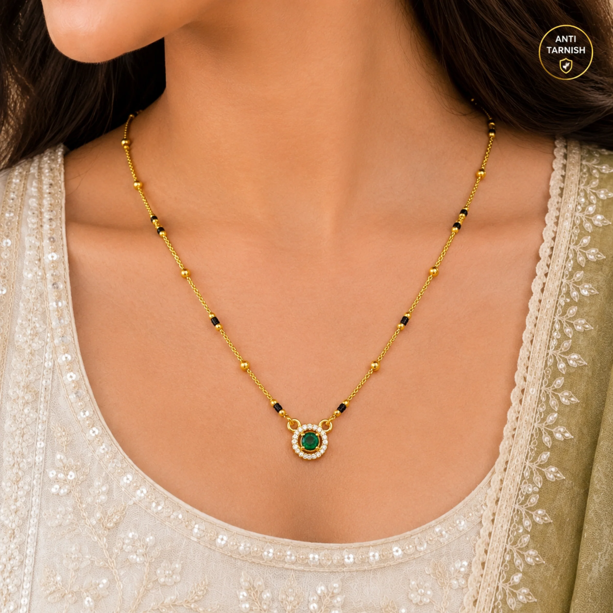 Aarna Emerald Charm Mangalsutra - Image 2