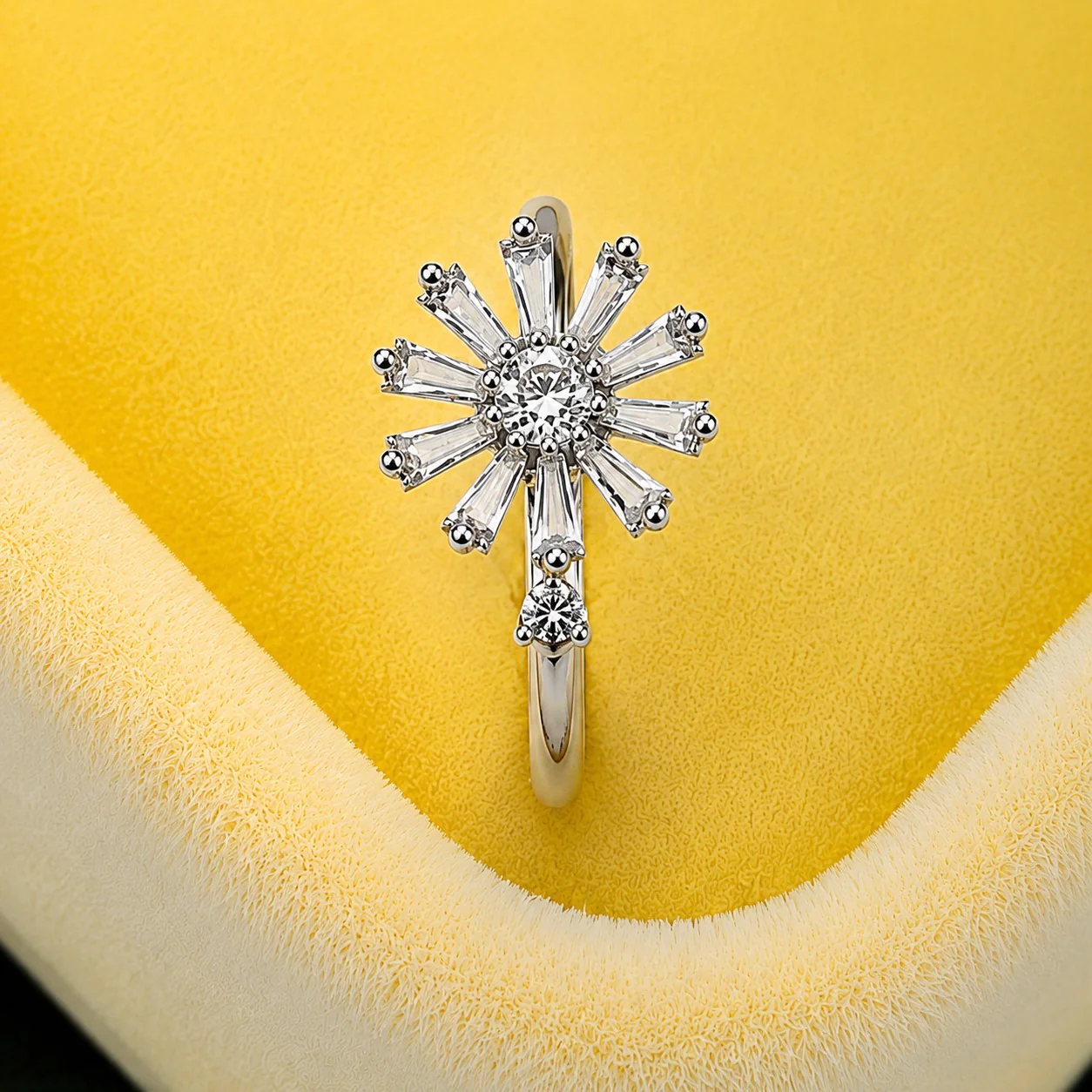 Anti-Tarnish Crystal Sunflower Ring - Image 2